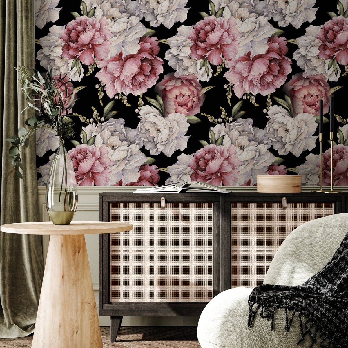 Elegant Peony Bloom Wallpaper - B518 - WallTrend