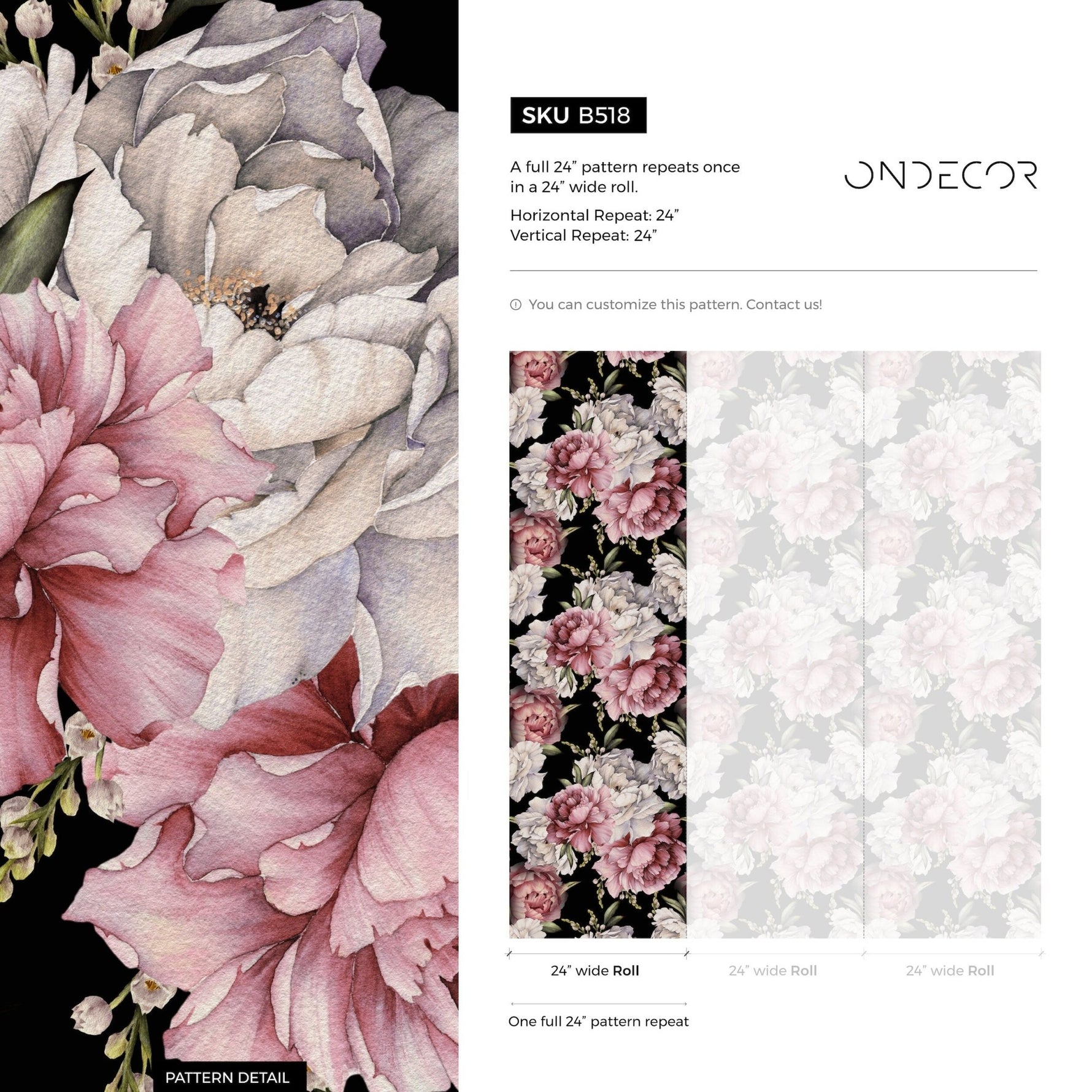 Elegant Peony Bloom Wallpaper - B518 - WallTrend