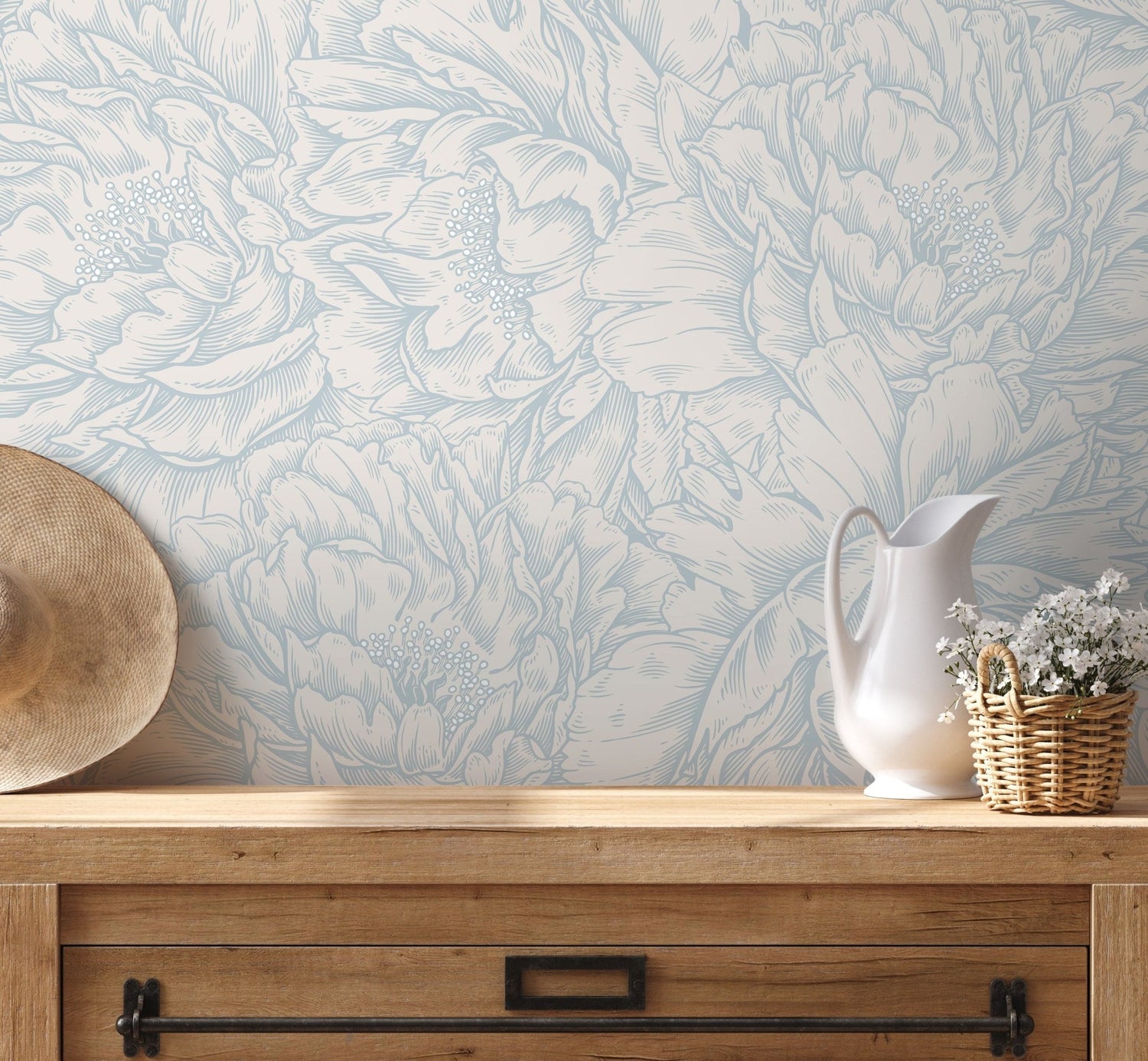 Elegant Peony Bloom Wallpaper - D519 - WallTrend