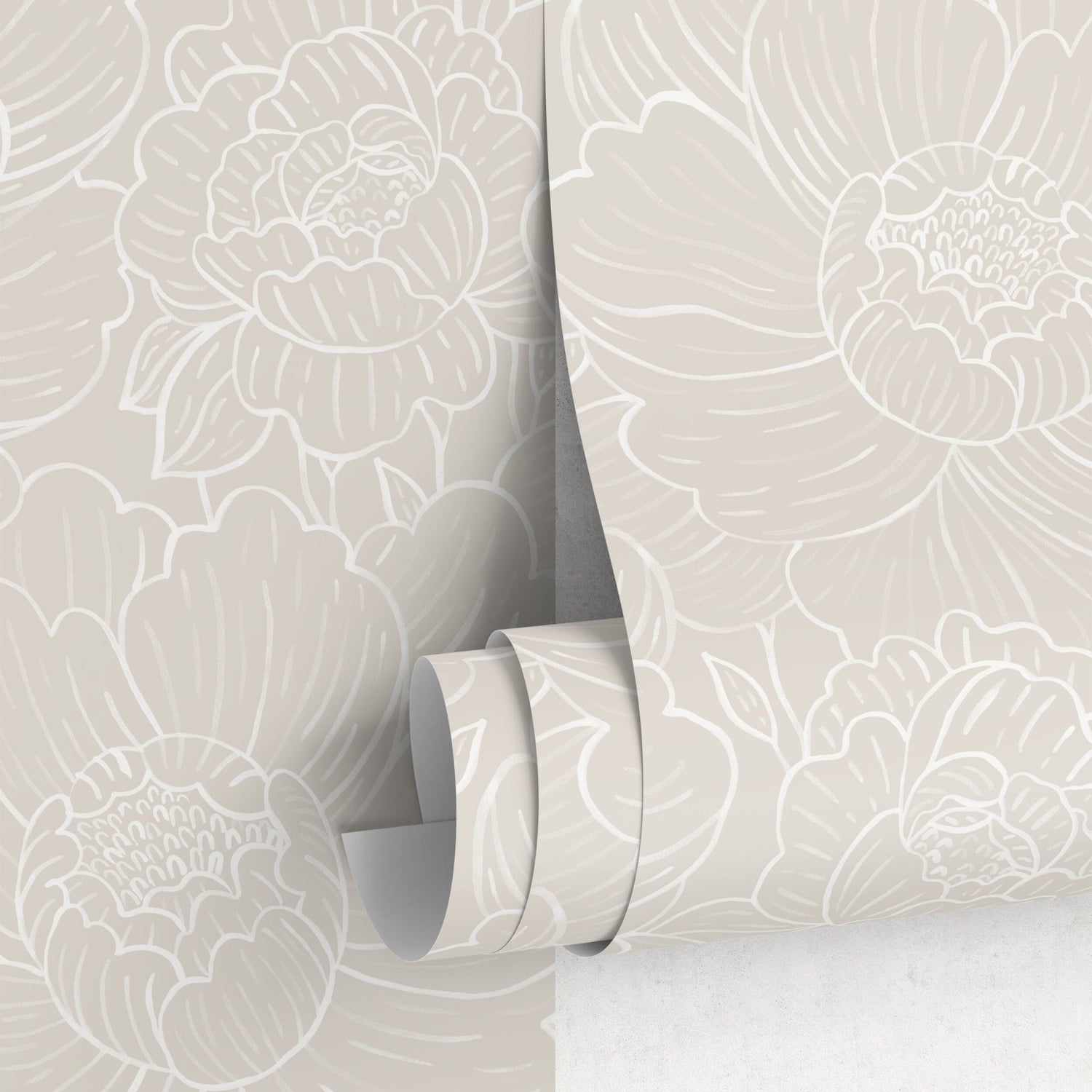 Elegant Peony Sketch Wallpaper - C974 - WallTrend