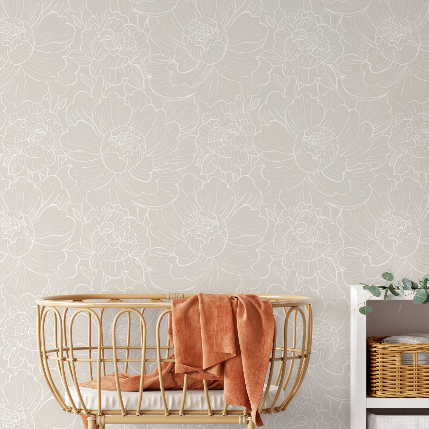 Elegant Peony Sketch Wallpaper - C974 - WallTrend