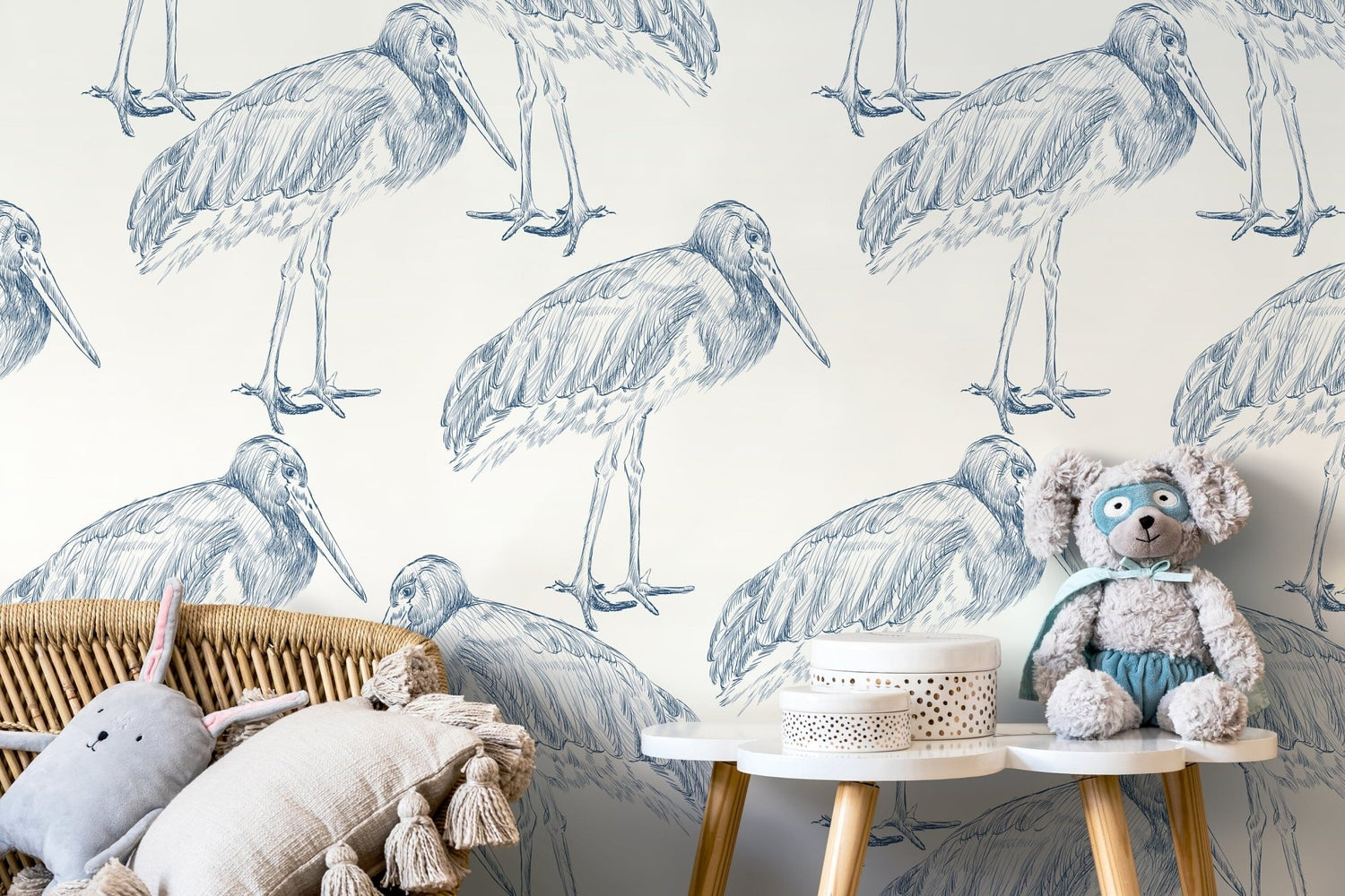 Elegant Stork Illustration Wallpaper - D058 - WallTrend