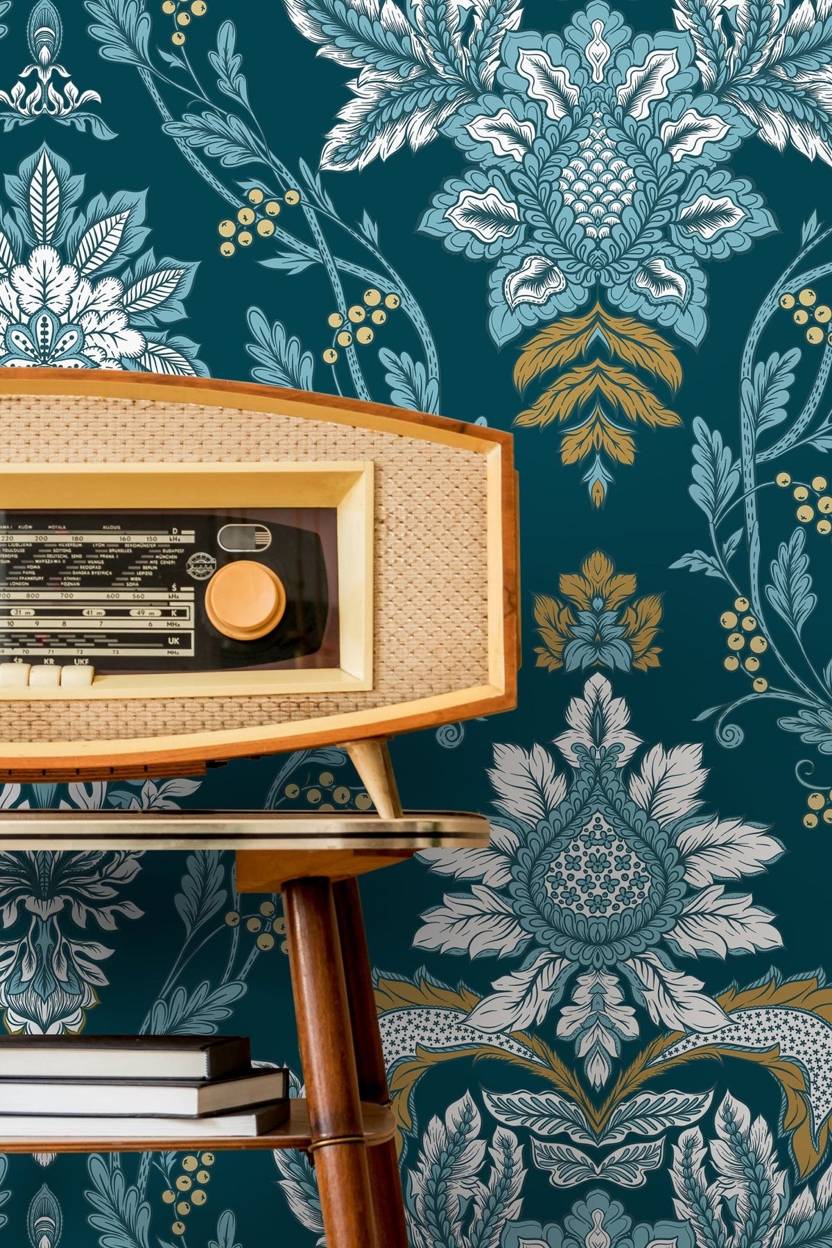 Elegant Teal Florals Wallpaper - D222 - WallTrend