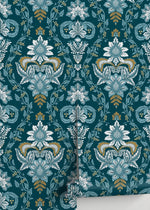 Elegant Teal Florals Wallpaper - D222 - WallTrend