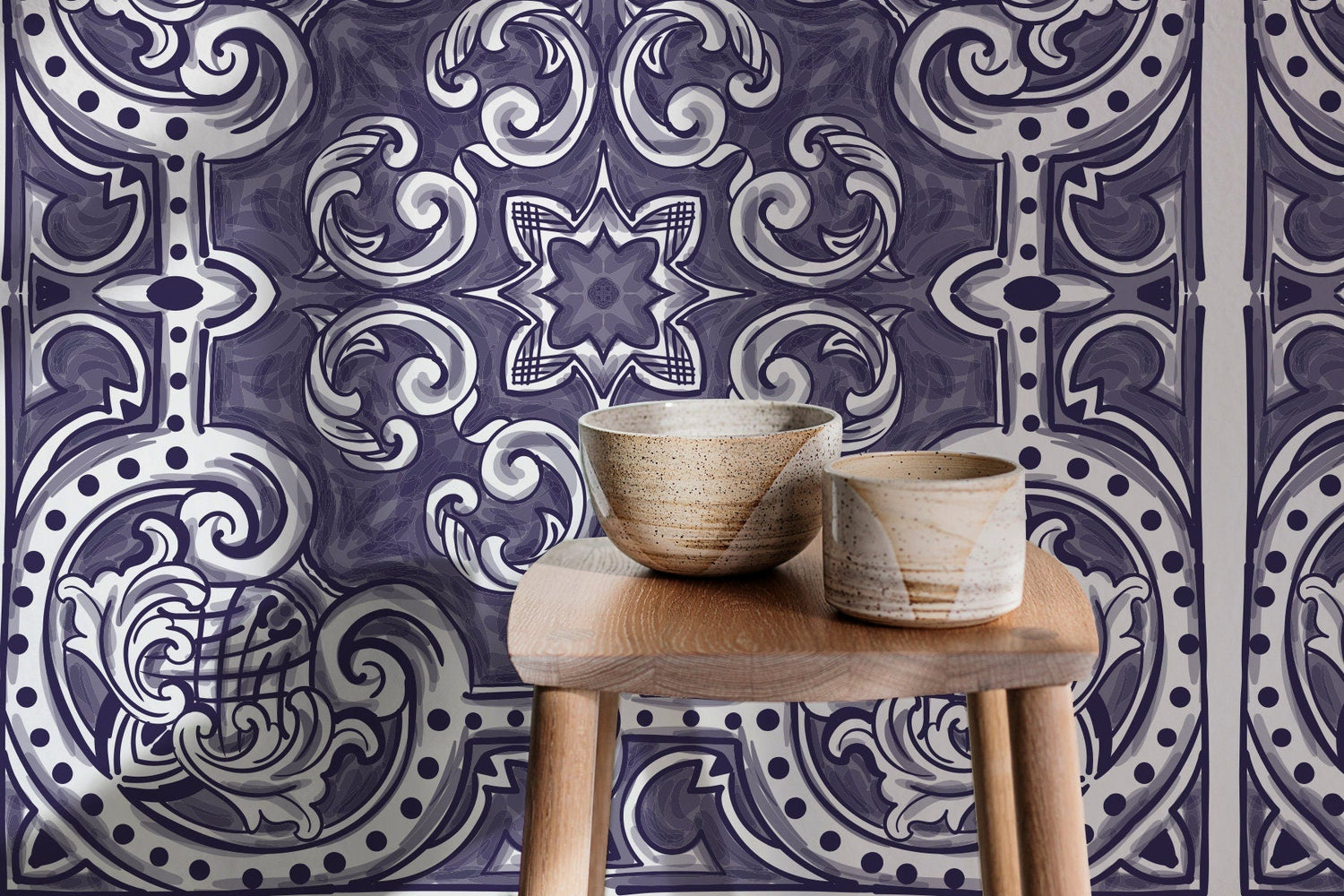 Elegant Victorian Ceramic Tile Wallpaper - B142 - WallTrend