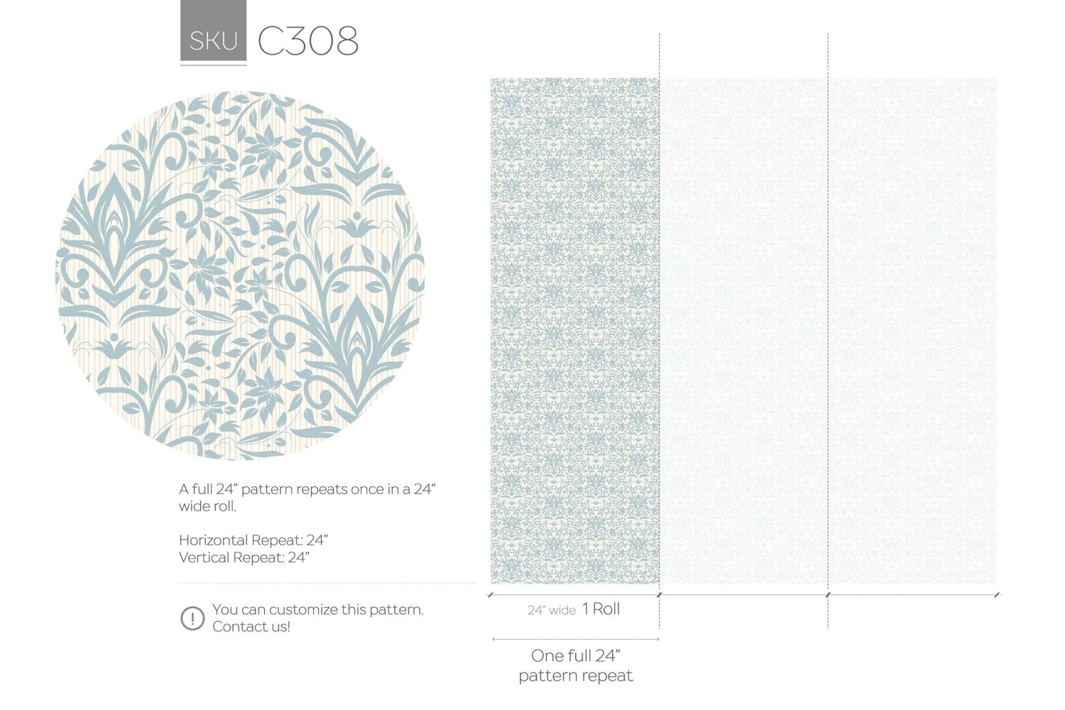 Elegant Victorian Damask Wallpaper - C308 - WallTrend