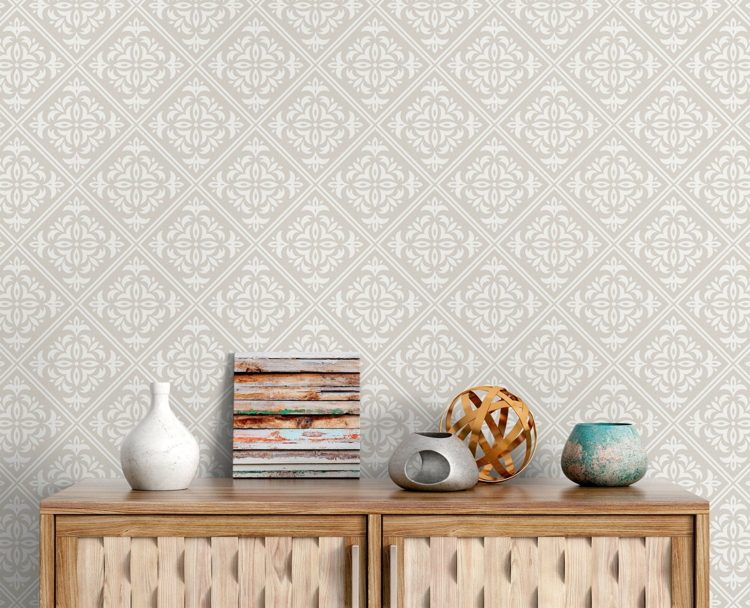 Elegant Victorian Damask Wallpaper - C326 - WallTrend