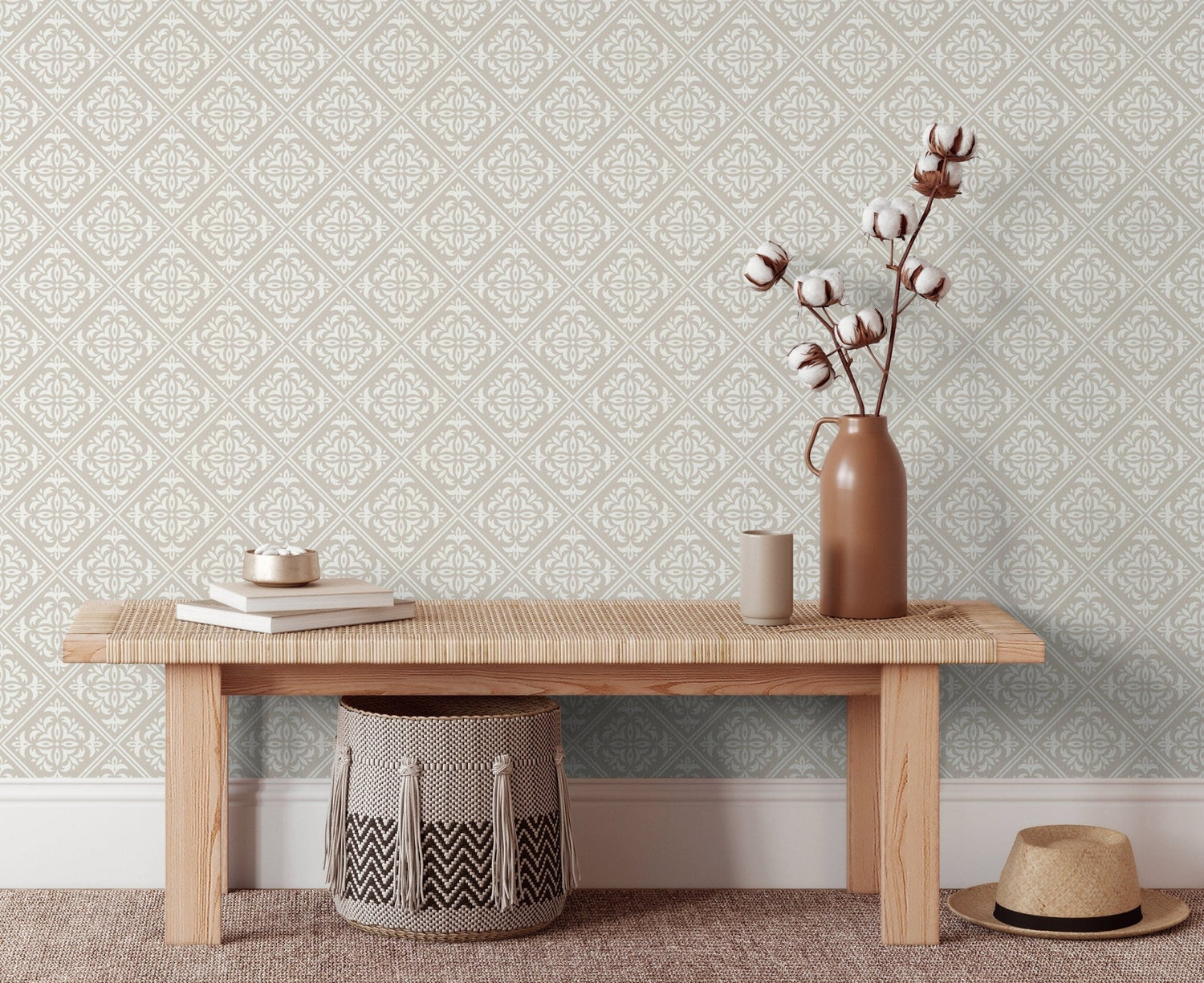 Elegant Victorian Damask Wallpaper - C326 - WallTrend