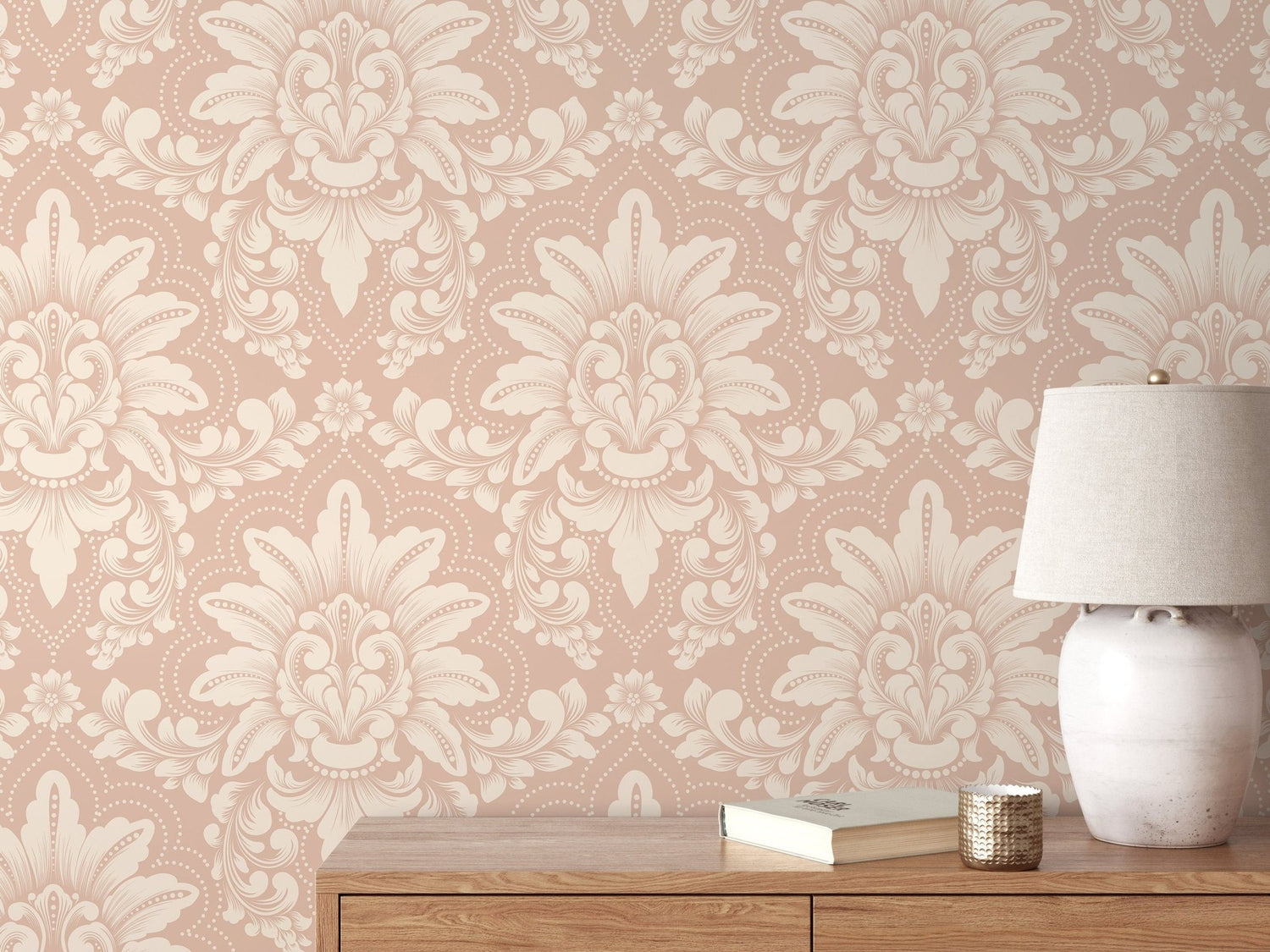 Elegant Victorian Damask Wallpaper - D065 - WallTrend