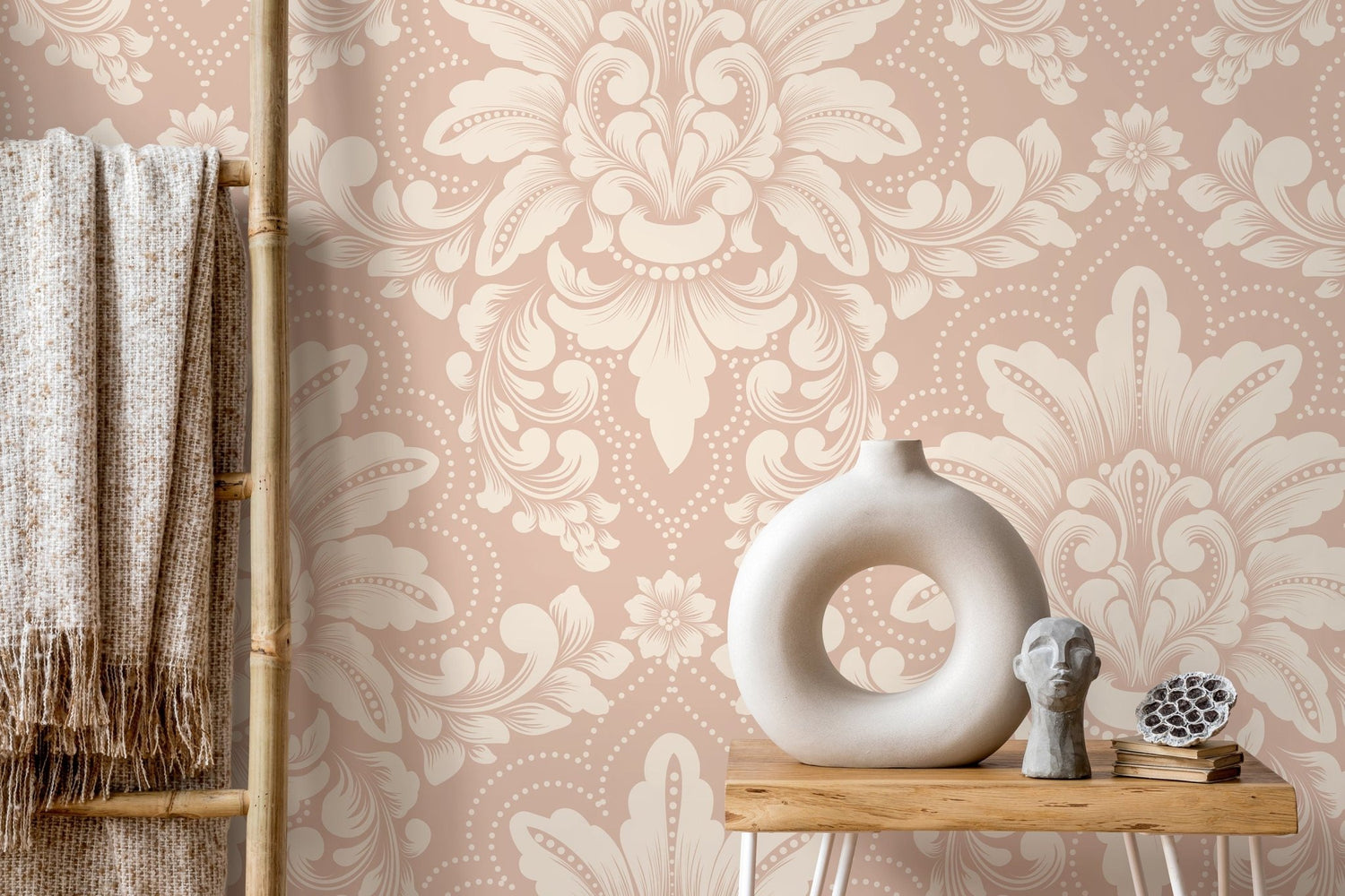 Elegant Victorian Damask Wallpaper - D065 - WallTrend