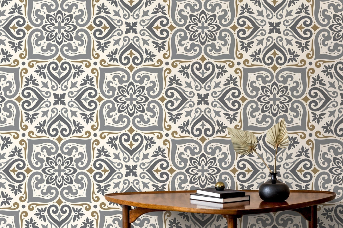 Elegant Victorian Floral Wallpaper - D164 - WallTrend