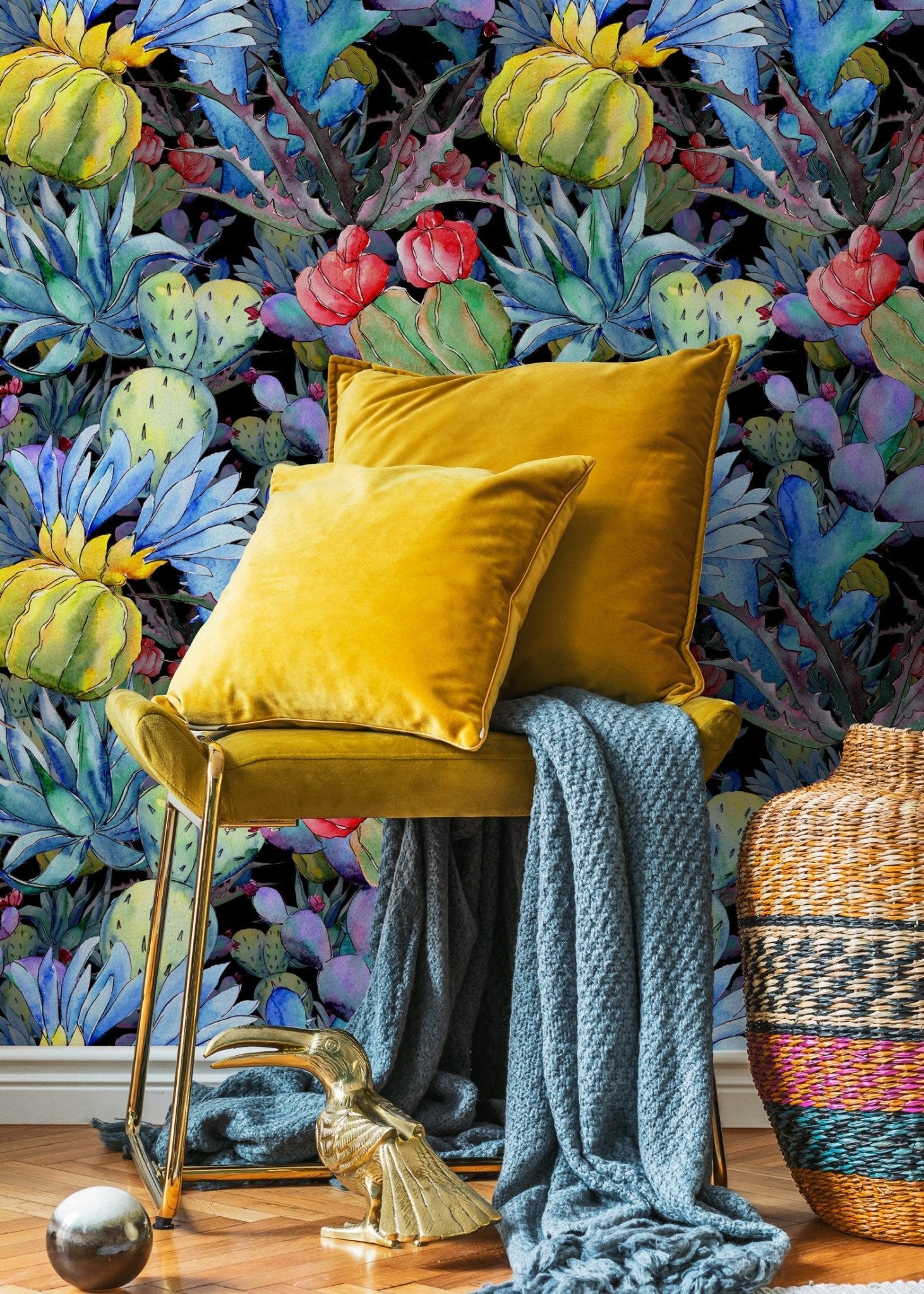 Exotic Botanical Illustration Wallpaper - B009 - WallTrend