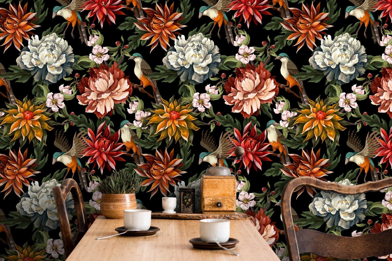 Exotic Floral and Bird Paradise Wallpaper - C727 - WallTrend