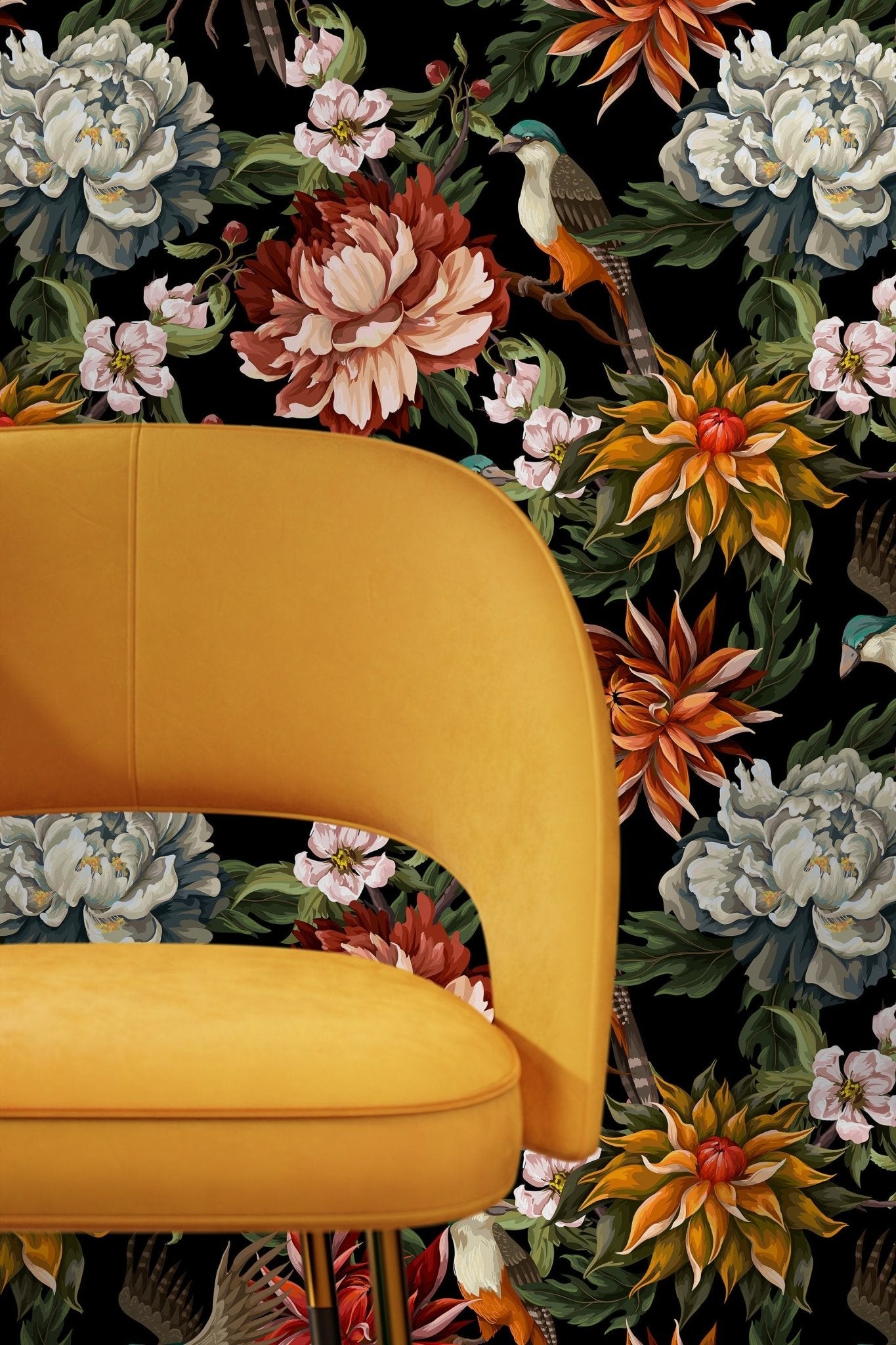 Exotic Floral and Bird Paradise Wallpaper - C727 - WallTrend