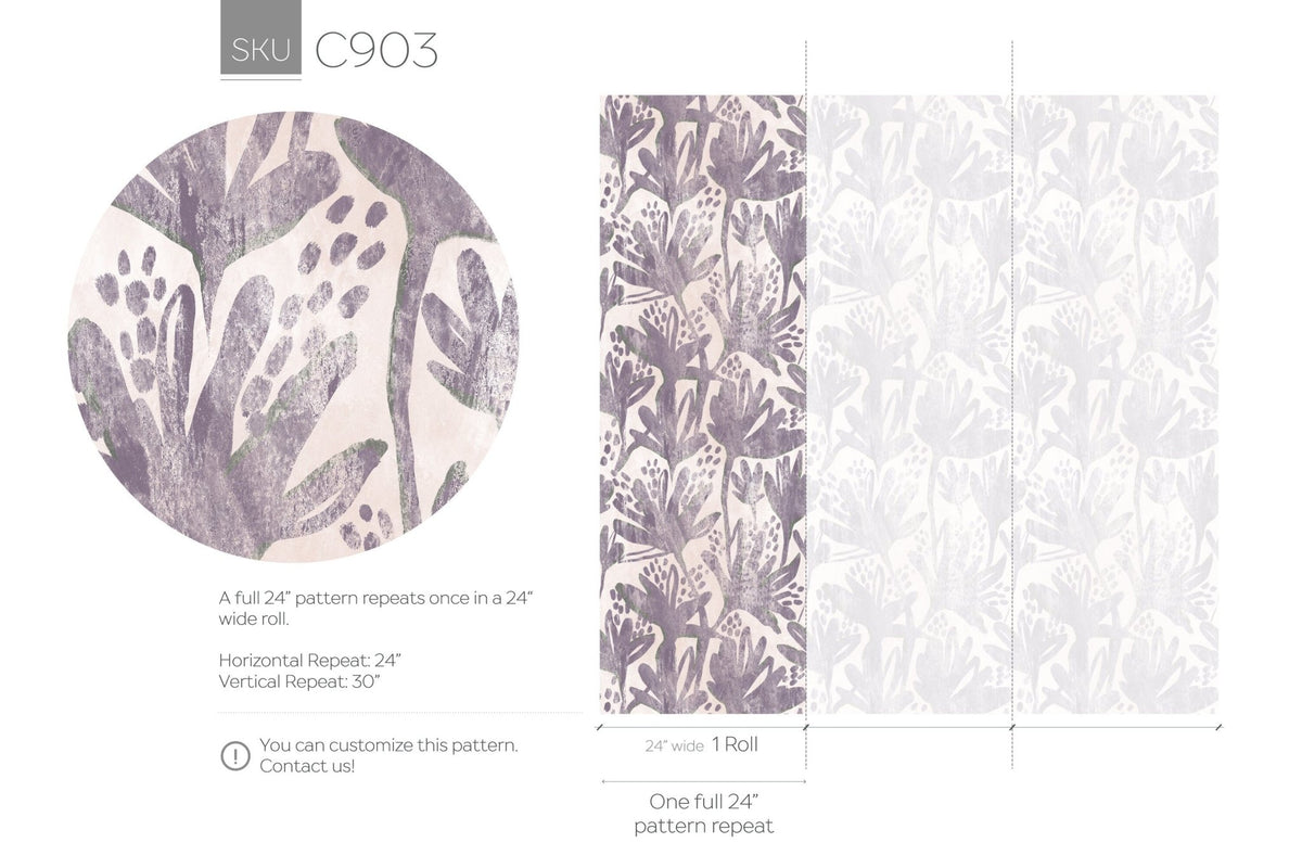 Expressive Botanical Impressions Wallpaper - SKU C903 - WallTrend