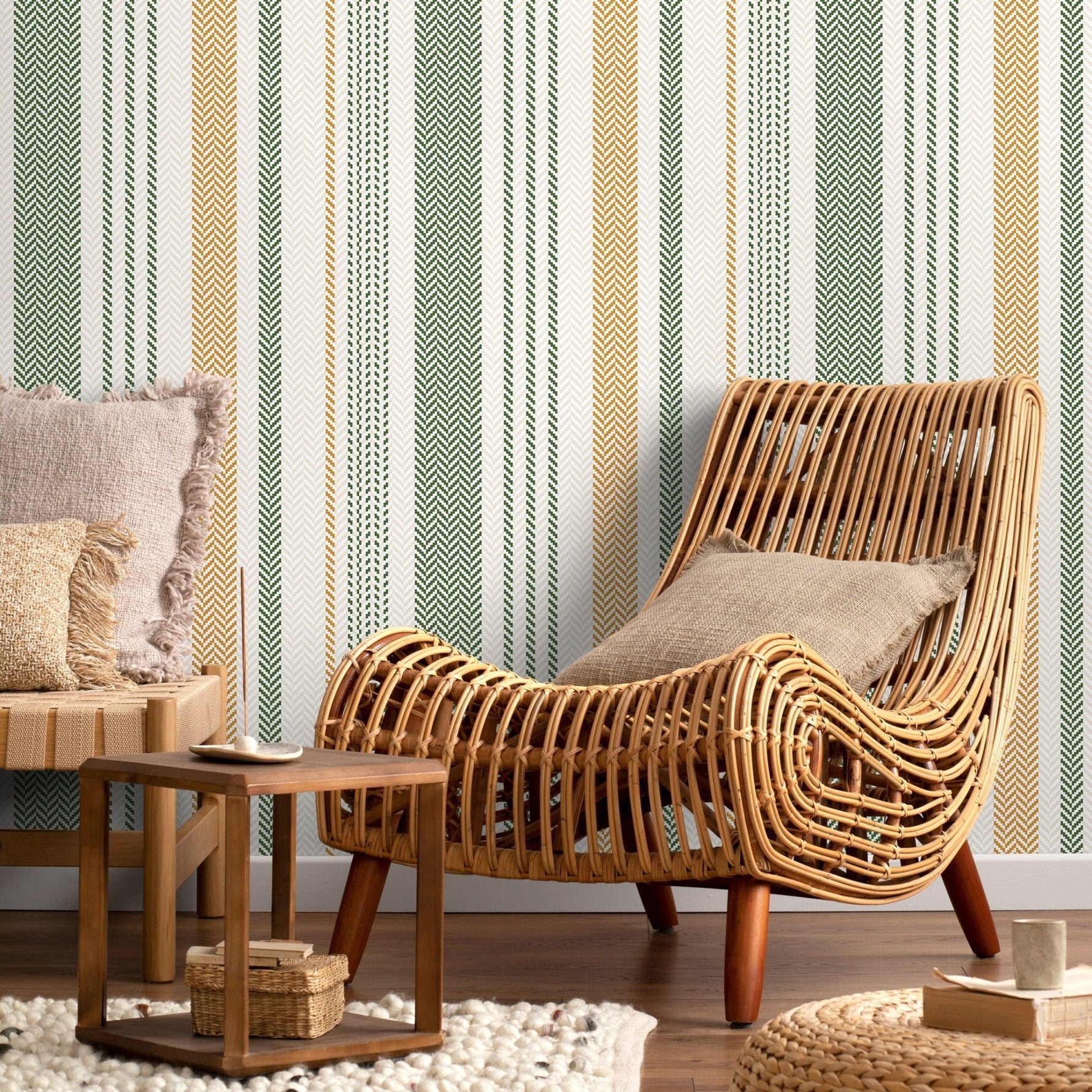 Farmhouse Striped Wallpaper Chevron Wallpaper Peel and Stick and Traditional Wallpaper - D804 - WallTrend