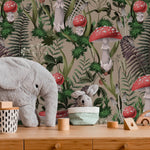 Fern and Mushroom Wallpaper Botanical Wallpaper Peel and Stick and Traditional Wallpaper - D920 - WallTrend