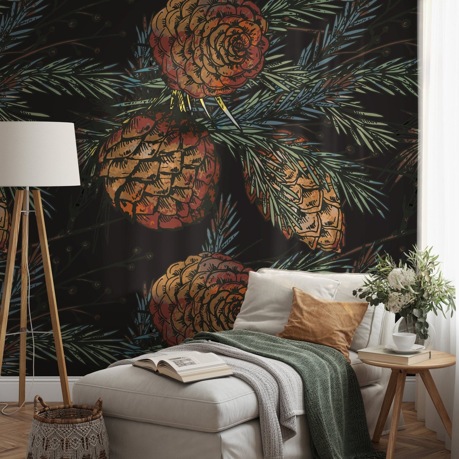 Festive Pinecone Wallpaper - B348 - WallTrend