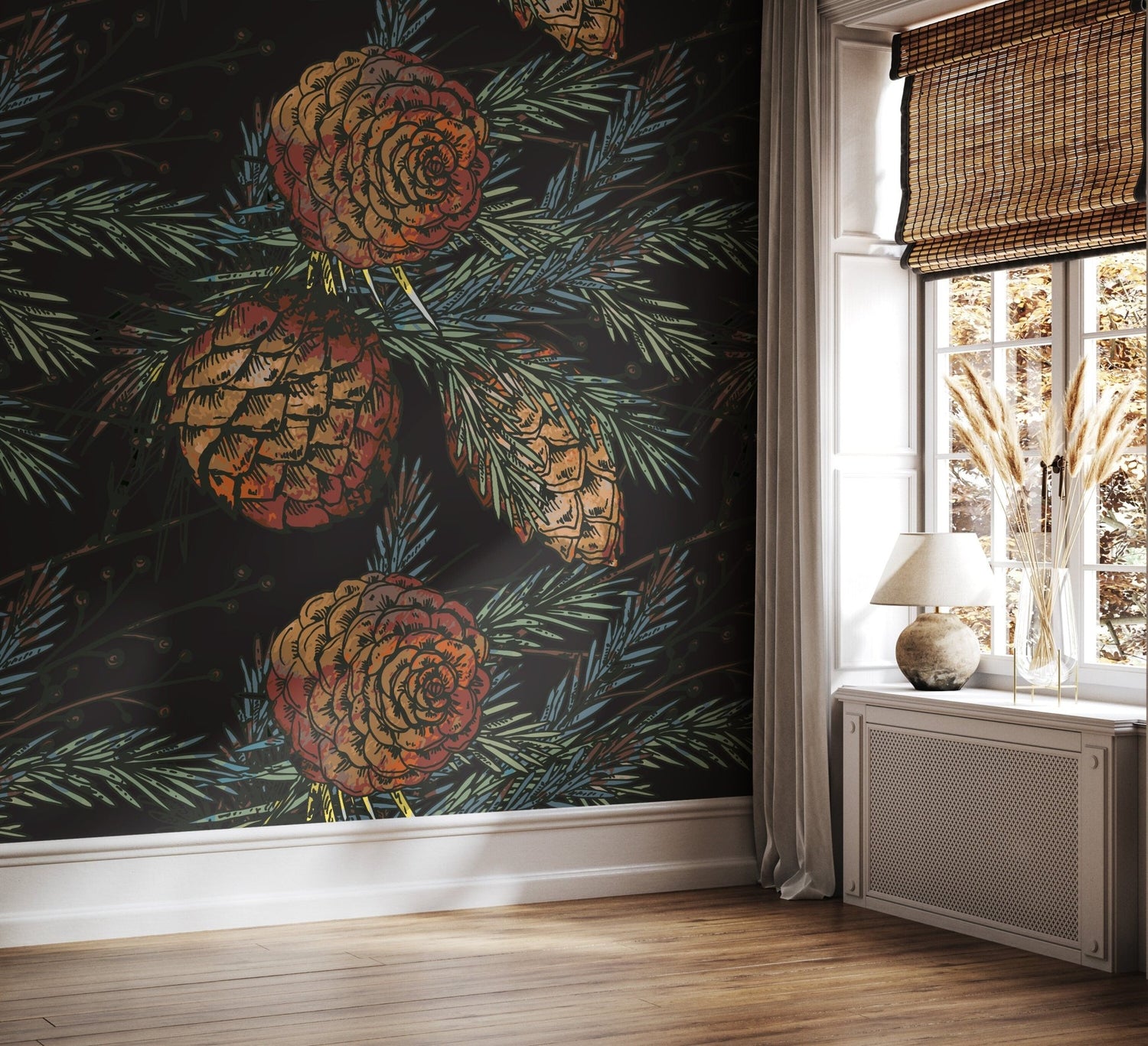 Festive Pinecone Wallpaper - B348 - WallTrend