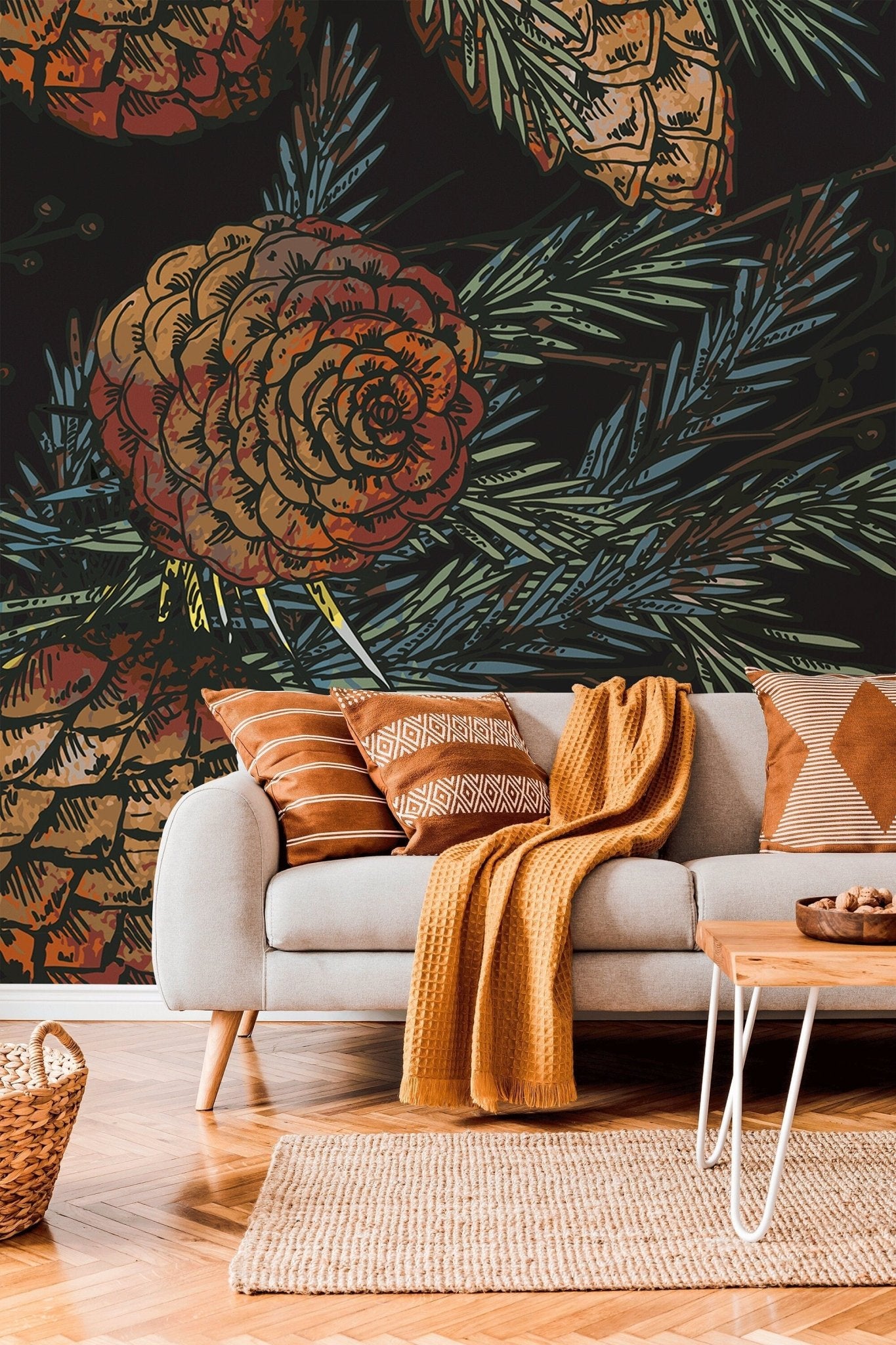 Festive Pinecone Wallpaper - B348 - WallTrend