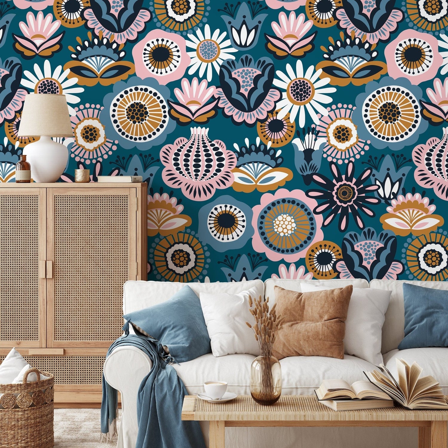 Flat Flower Wallpaper - Removable Wallpaper Peel and Stick Wallpaper Wall Paper Wall Mural - A785 - WallTrend