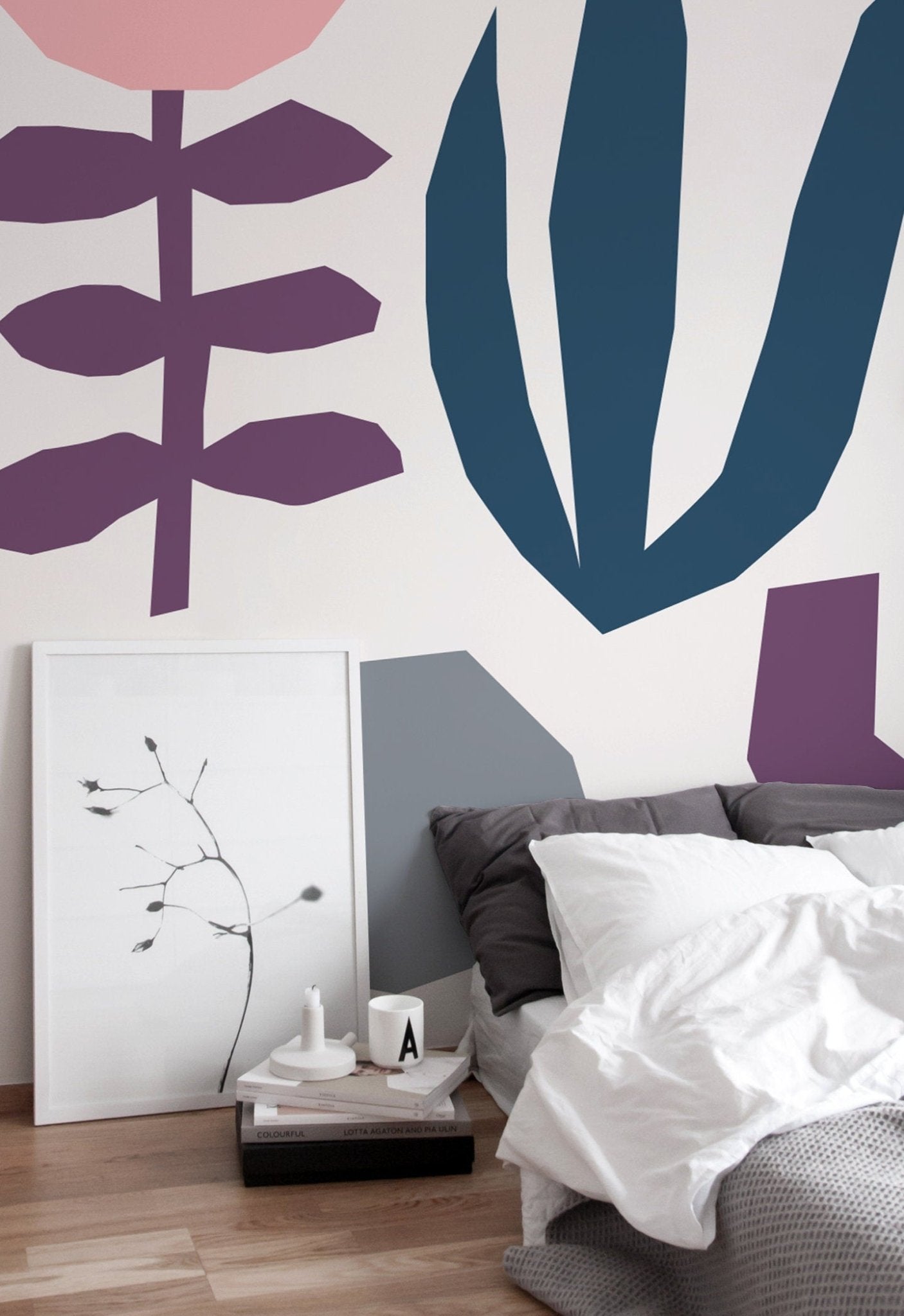 Floral Abstract Art Wallpaper - B455 - WallTrend