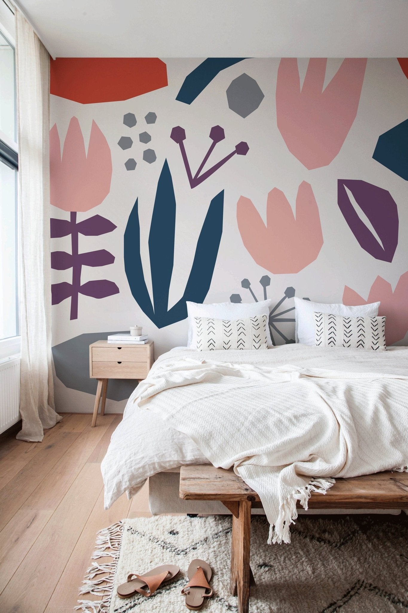 Floral Abstract Art Wallpaper - B455 - WallTrend