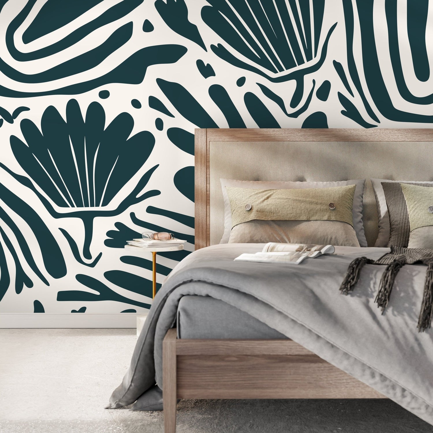 Floral Abstract Art Wallpaper Large Modern Mural Peel and Stick and Traditional Wallpaper - D662 - WallTrend