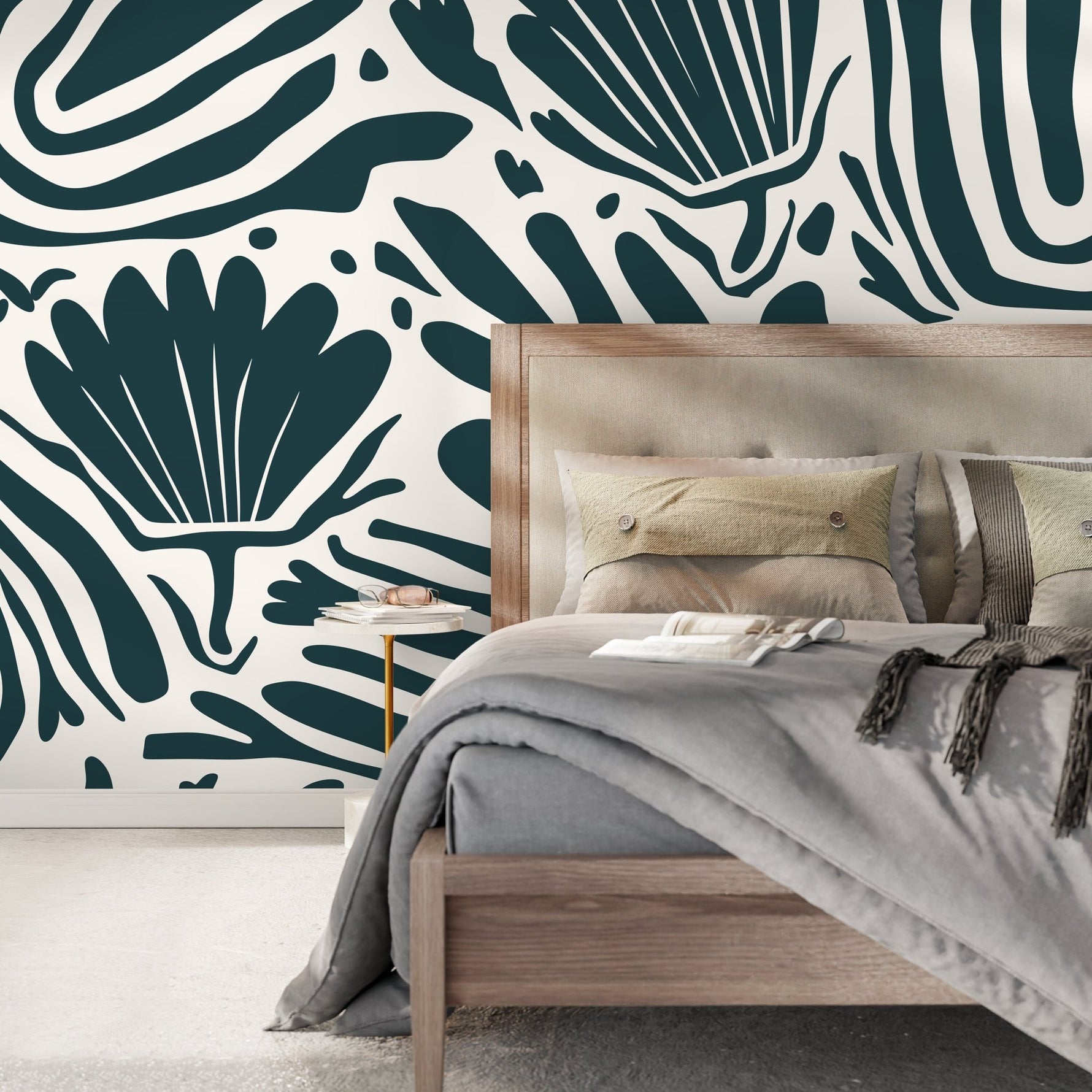 Floral Abstract Art Wallpaper Large Modern Mural Peel and Stick and Traditional Wallpaper - D662 - WallTrend