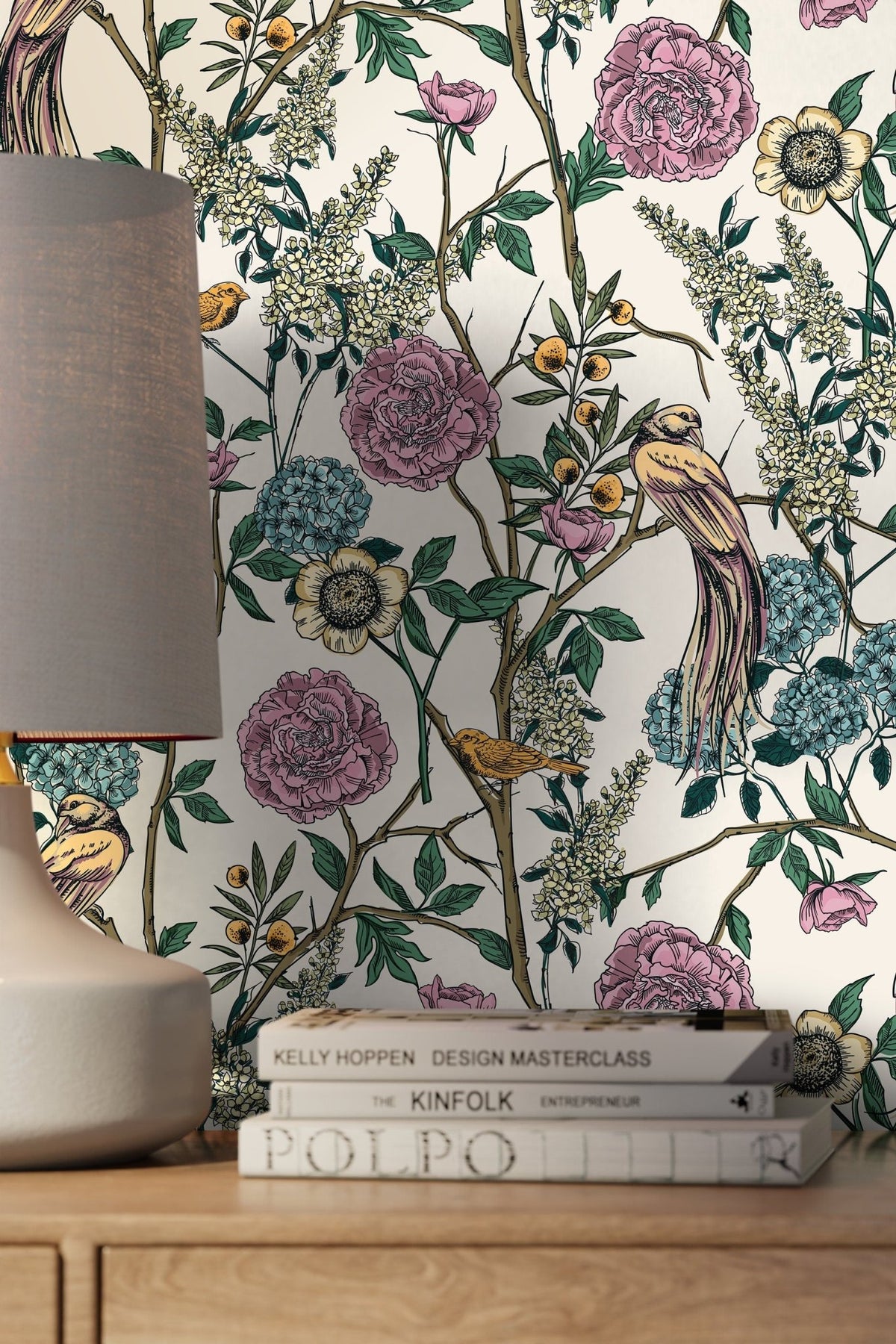 Floral and Avian Elegance Wallpaper - C584 - WallTrend