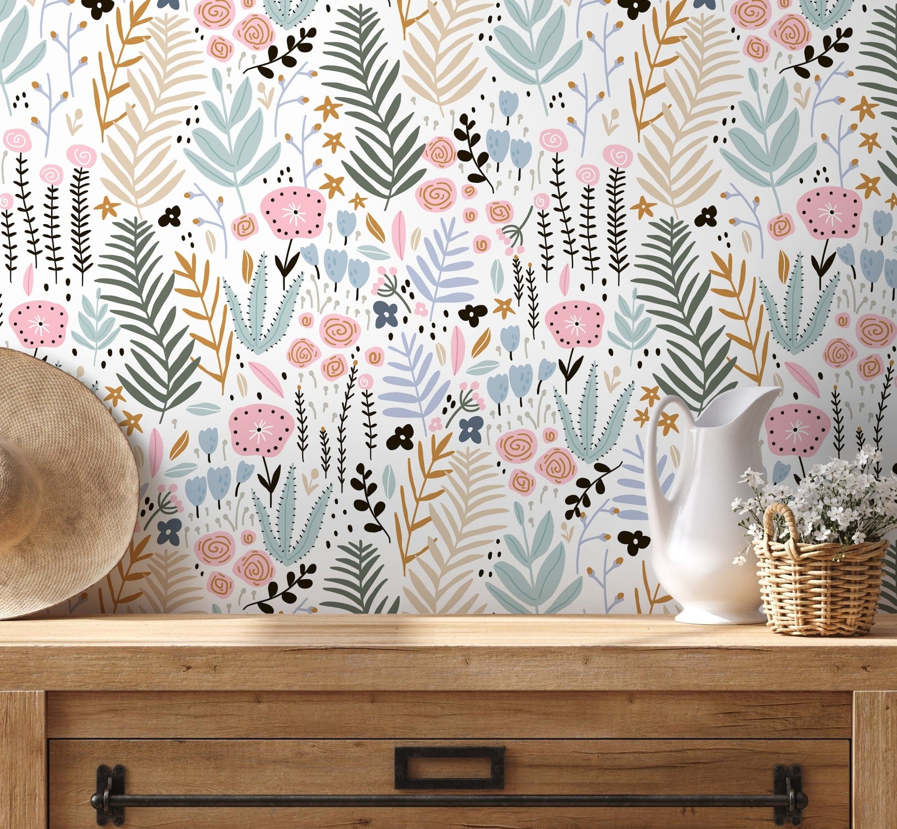 Floral and Botanical Delight Wallpaper - D114 - WallTrend