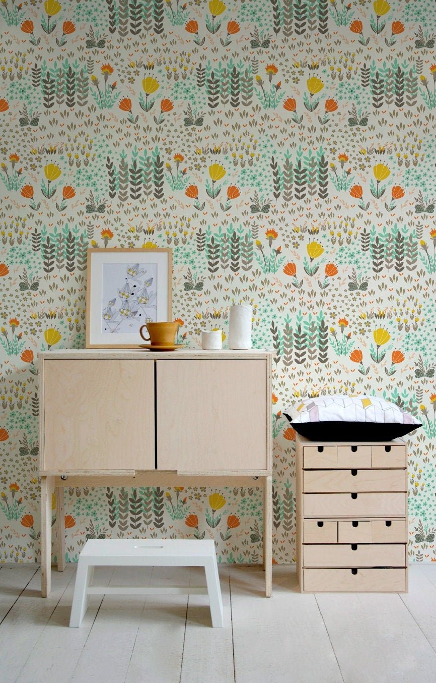 Floral and Fauna Harmony Wallpaper - B581 - WallTrend