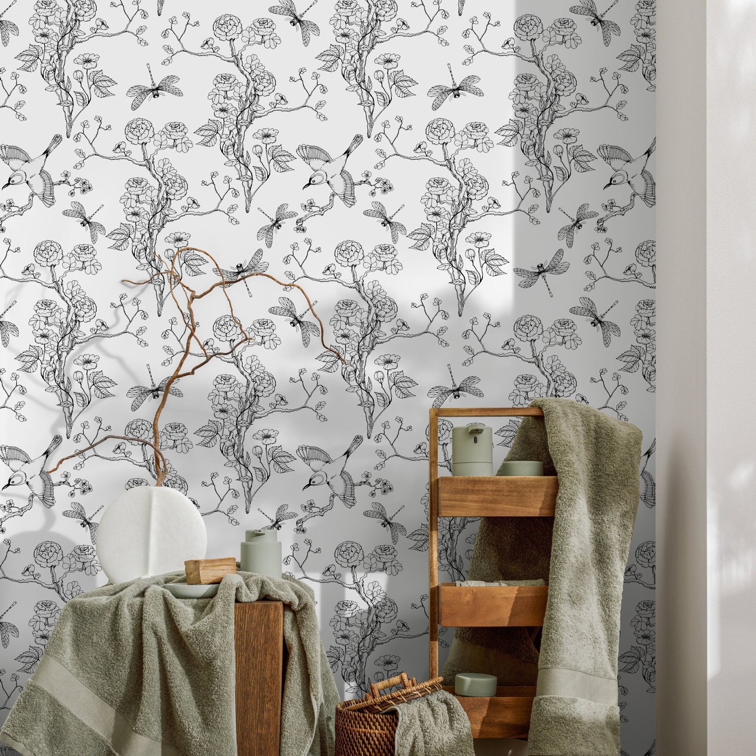 Floral and Fauna Illustration Wallpaper - A252 - WallTrend