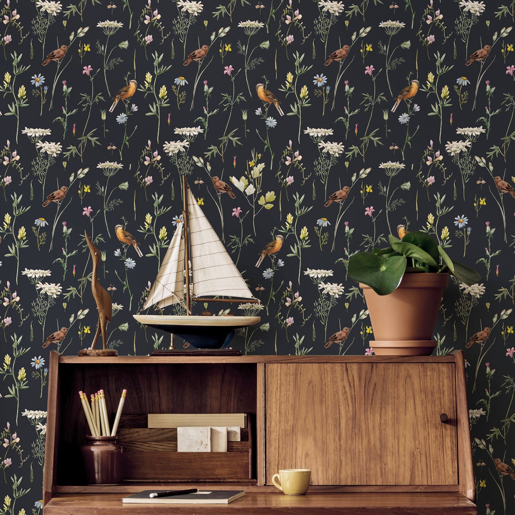 Floral and Fauna Illustration Wallpaper - A917 - WallTrend