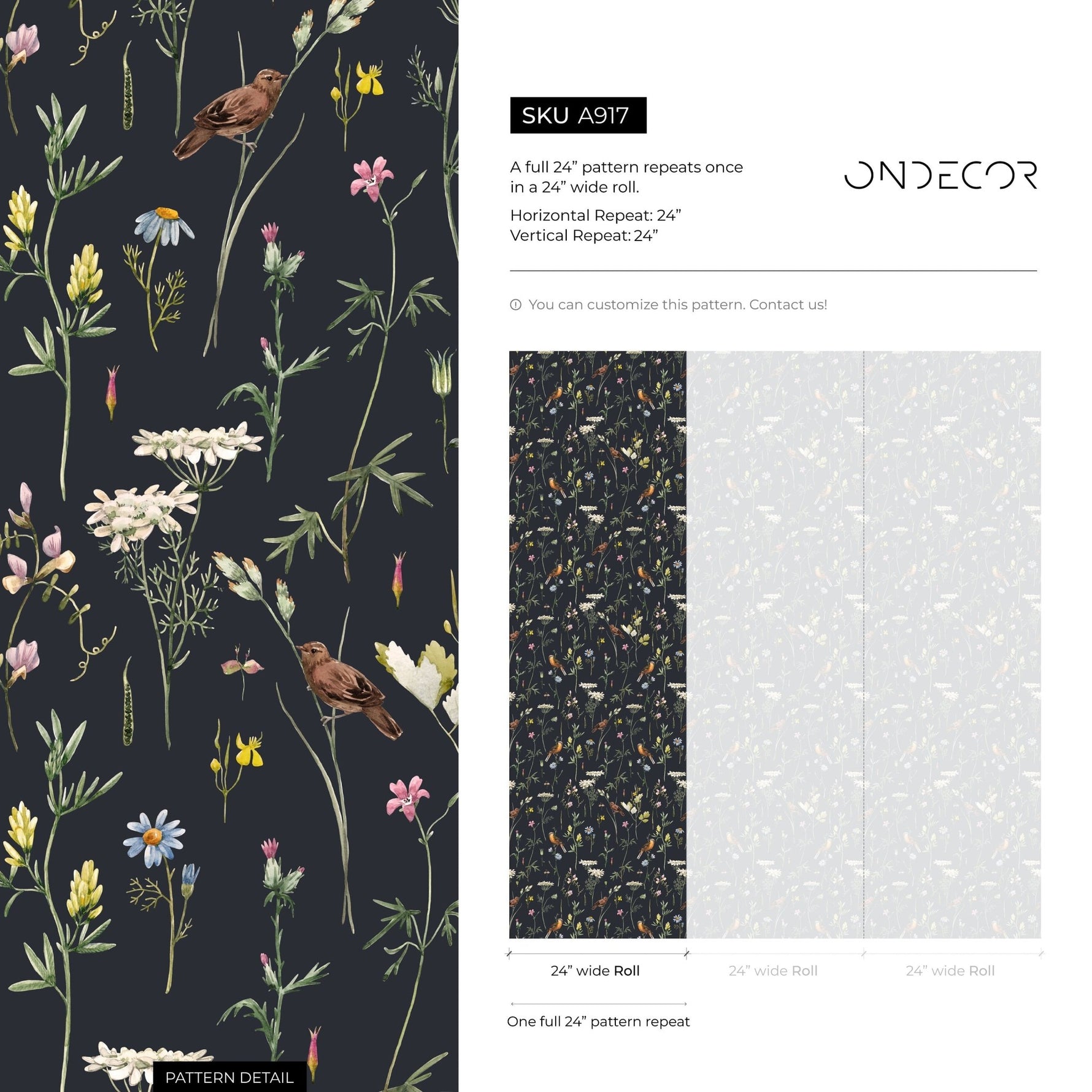 Floral and Fauna Illustration Wallpaper - A917 - WallTrend