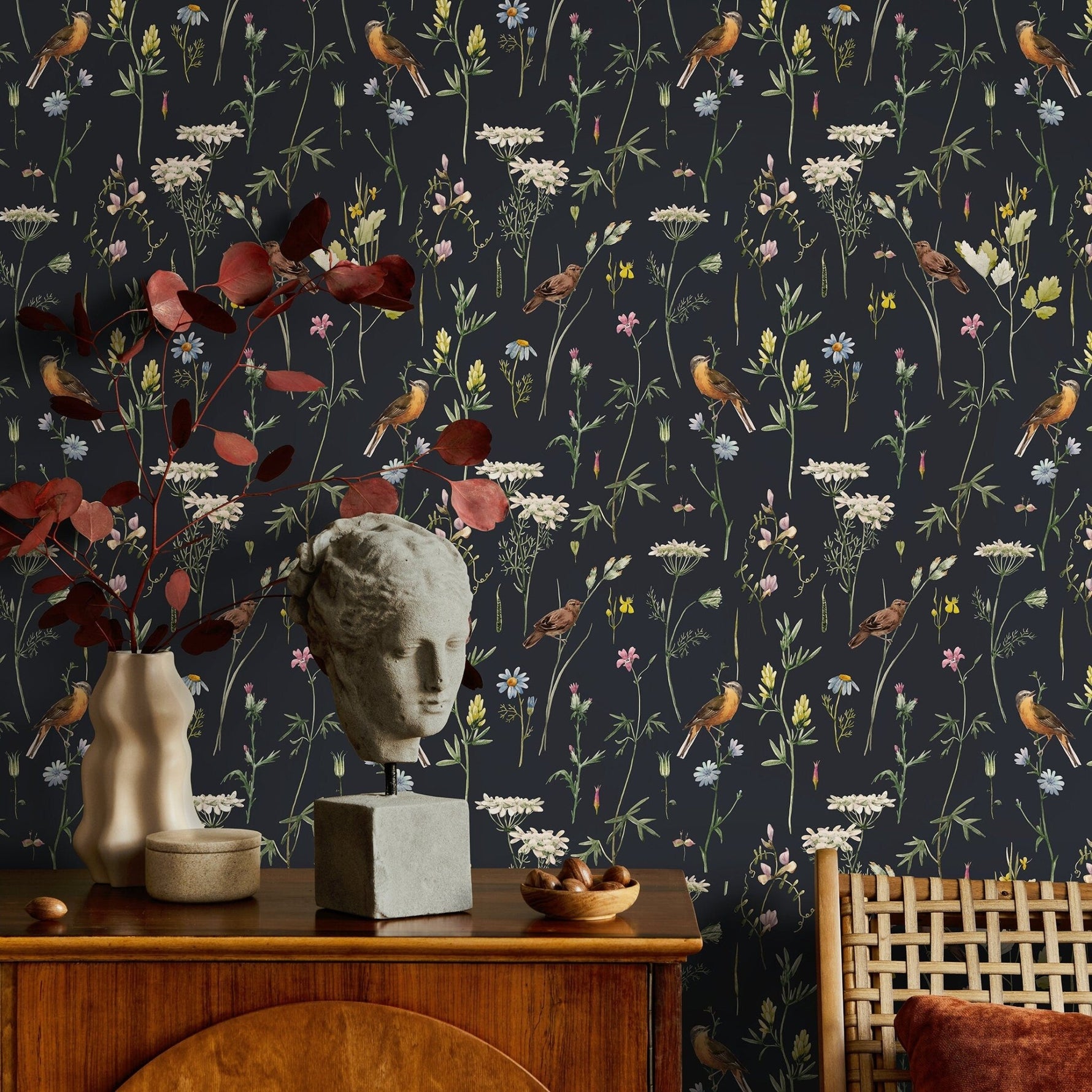 Floral and Fauna Illustration Wallpaper - A917 - WallTrend