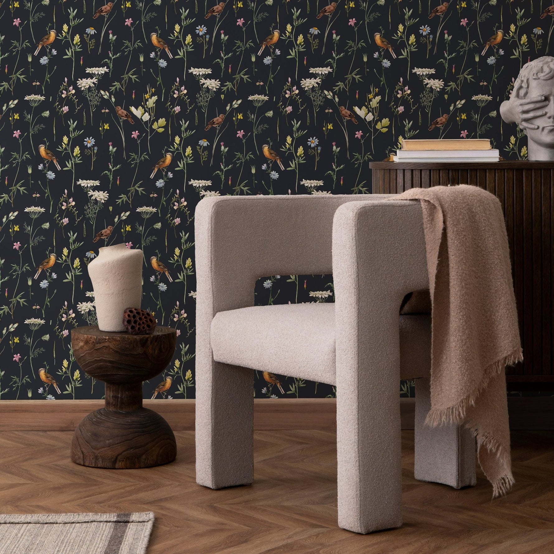 Floral and Fauna Illustration Wallpaper - A917 - WallTrend