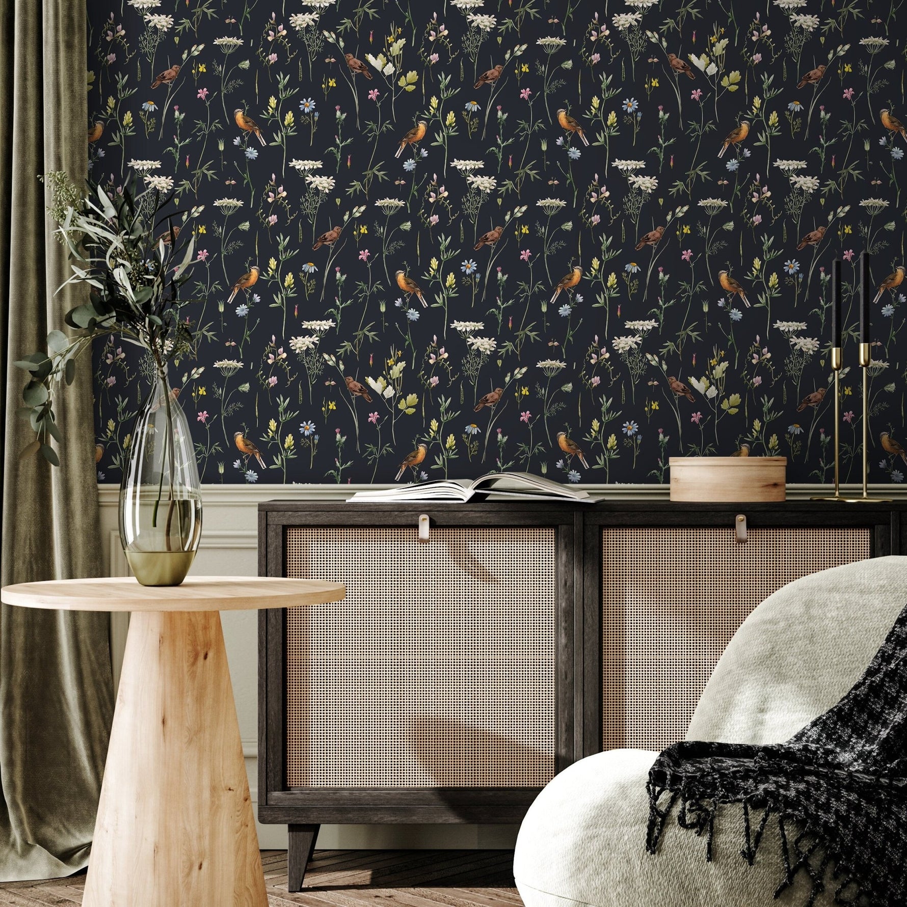 Floral and Fauna Illustration Wallpaper - A917 - WallTrend