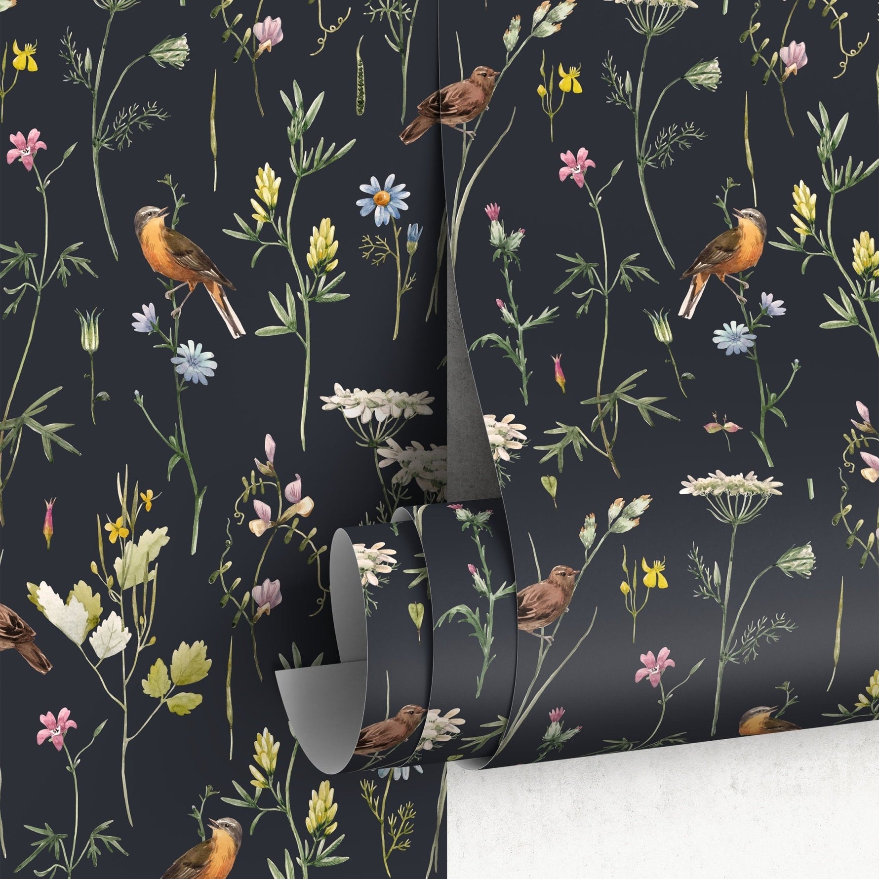 Floral and Fauna Illustration Wallpaper - A917 - WallTrend