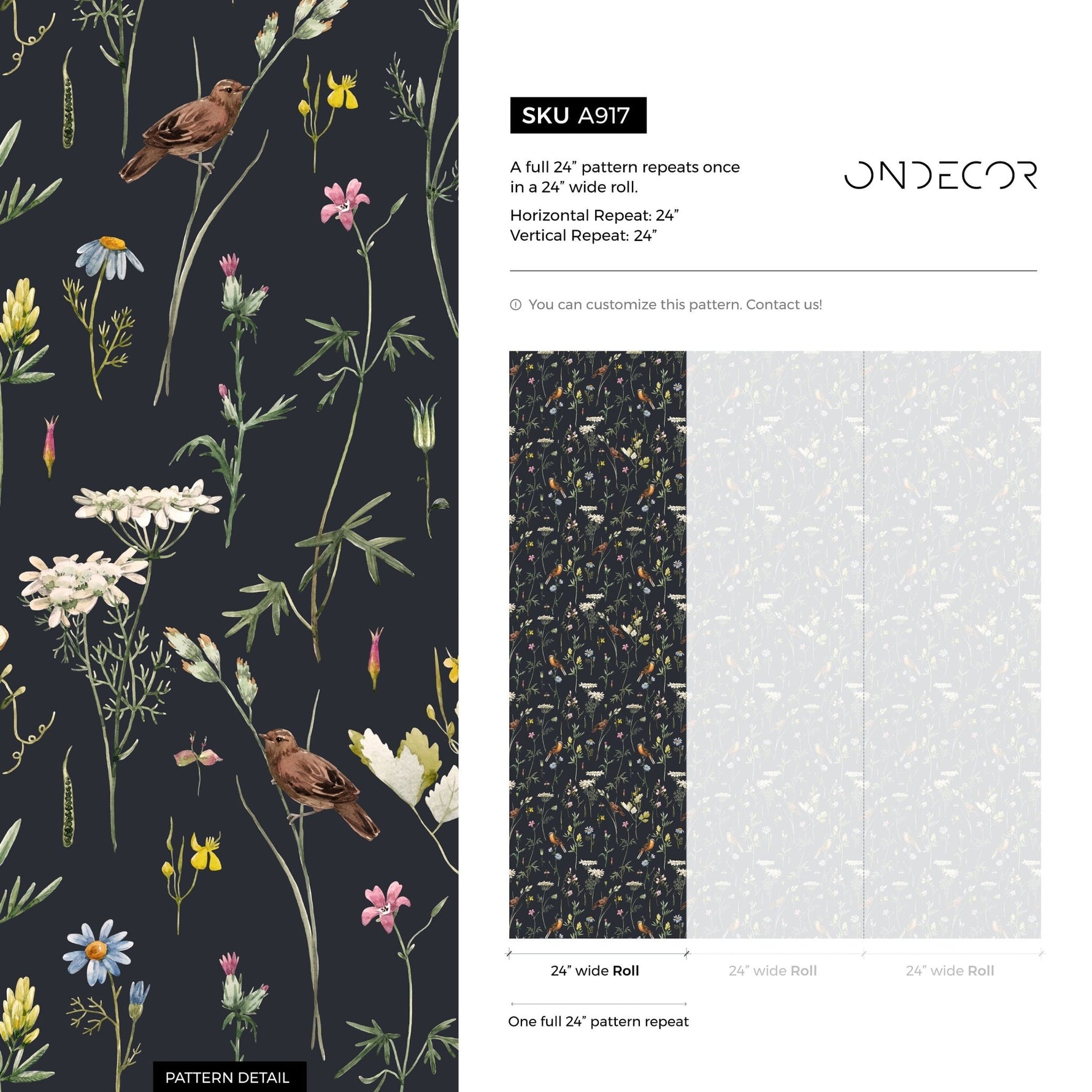 Floral and Fauna Illustration Wallpaper - A917 - WallTrend