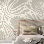 Floral and Leaves Mural Abstract Boho Wallpaper Peel and Stick and Traditional Wallpaper - D716 - WallTrend