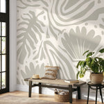 Floral and Leaves Mural Abstract Boho Wallpaper Peel and Stick and Traditional Wallpaper - D716 - WallTrend