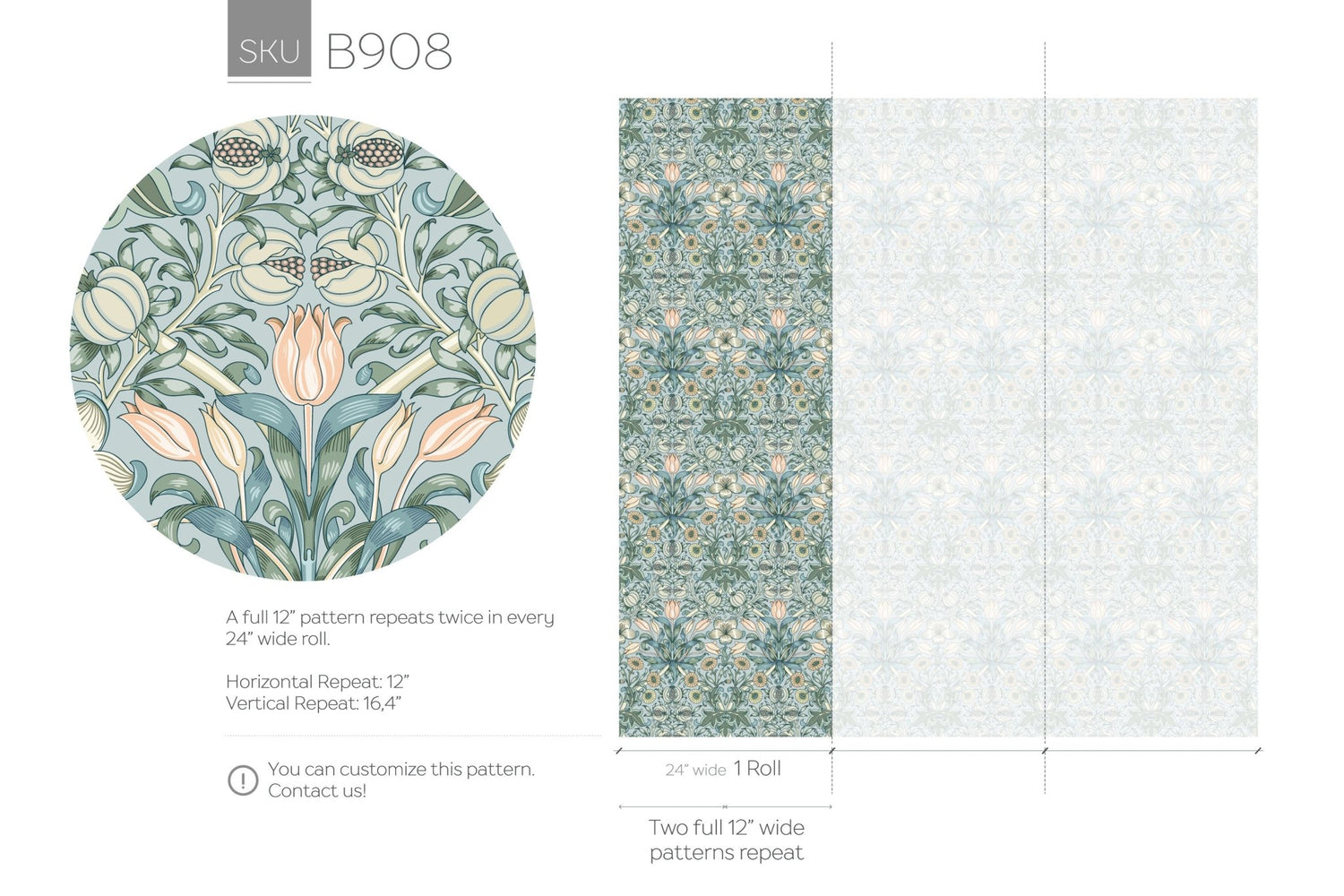 Floral Art Nouveau Wallpaper - B908 - WallTrend