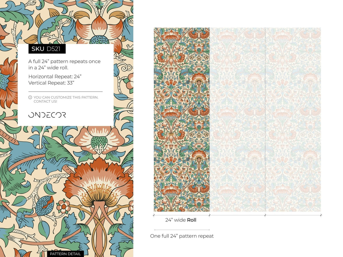 Floral Art Nouveau Wallpaper - D521 - WallTrend