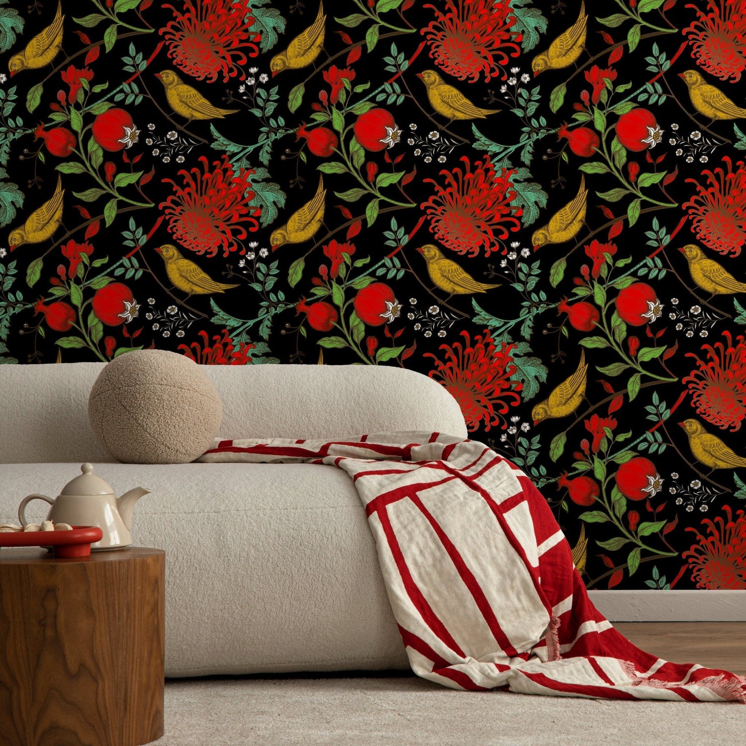 Floral Bird Wallpaper Chinoiserie Wallpaper Peel and Stick and Traditional Wallpaper - A904 - WallTrend