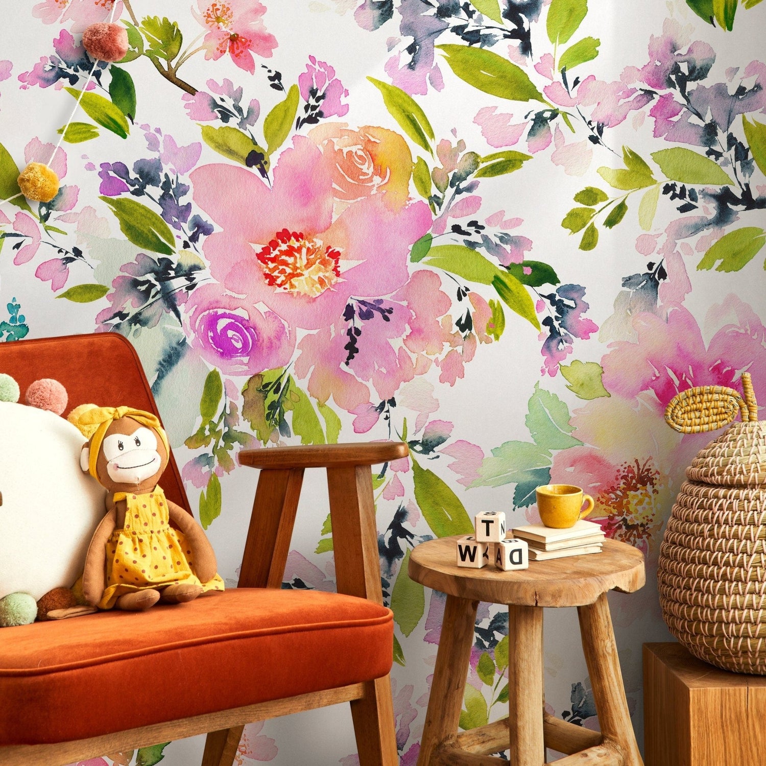 Floral Bloom Watercolor Wallpaper - A130 - WallTrend