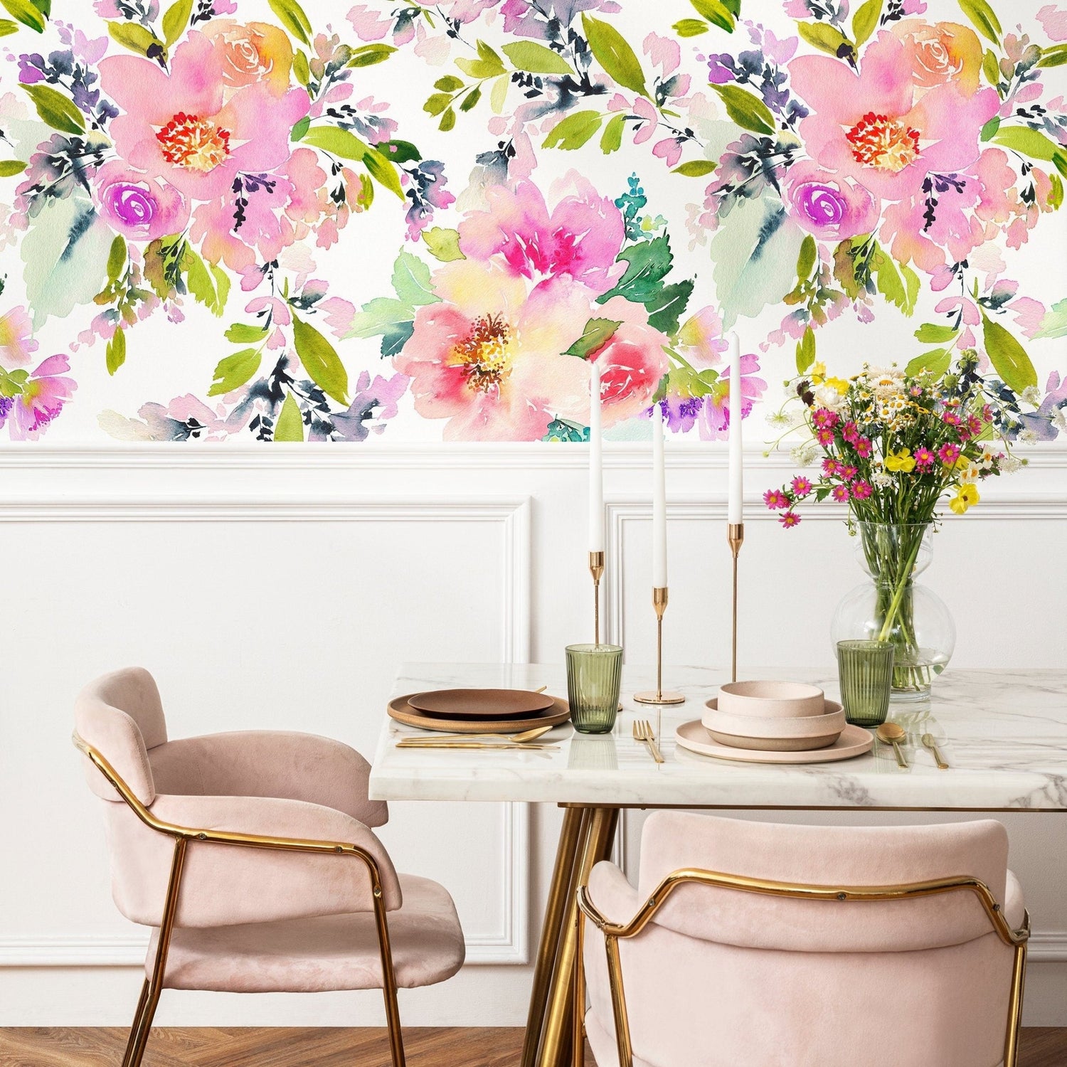 Floral Bloom Watercolor Wallpaper - A130 - WallTrend
