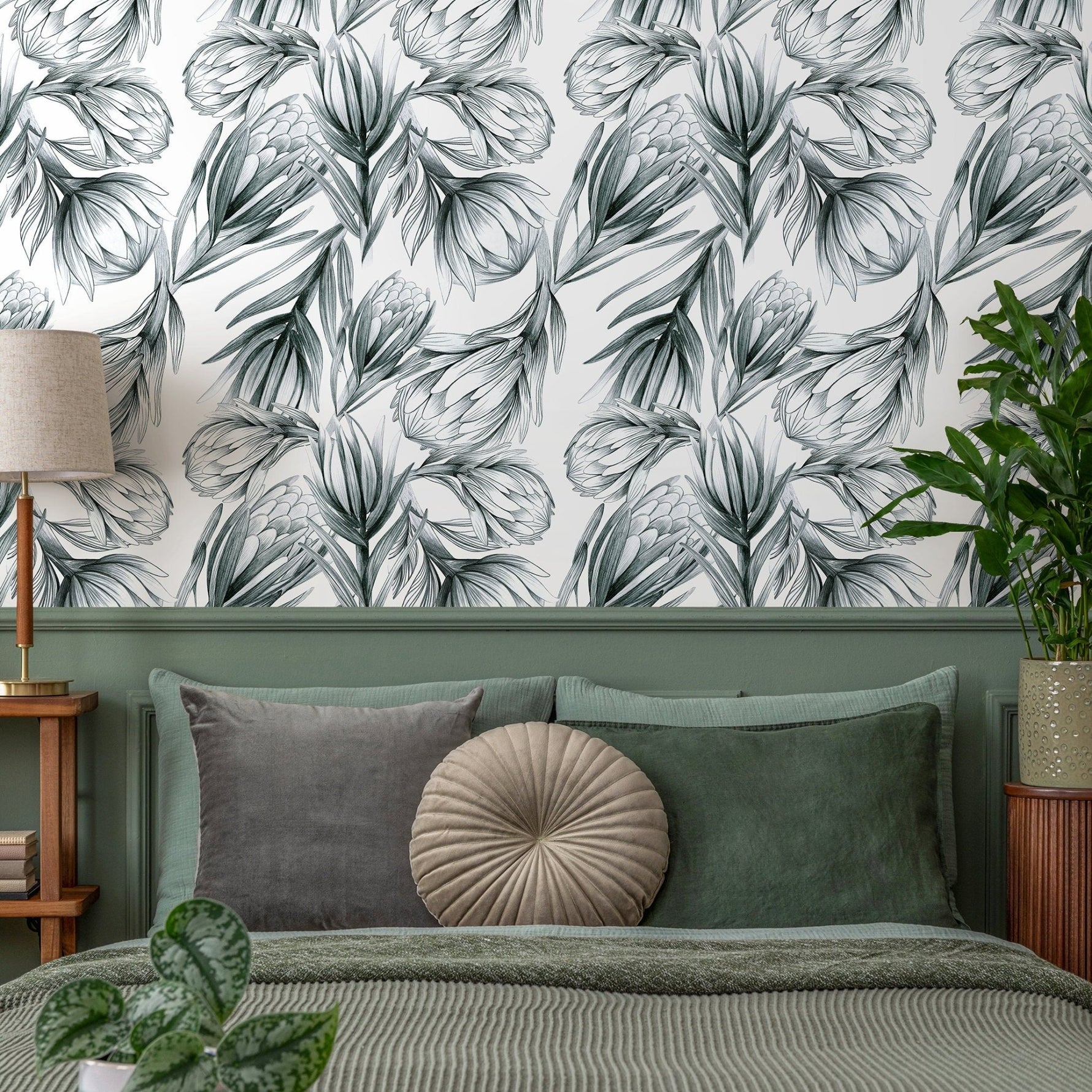 Floral Botanical Wallpaper Vintage Wallpaper Peel and Stick and Traditional Wallpaper - B025 - WallTrend