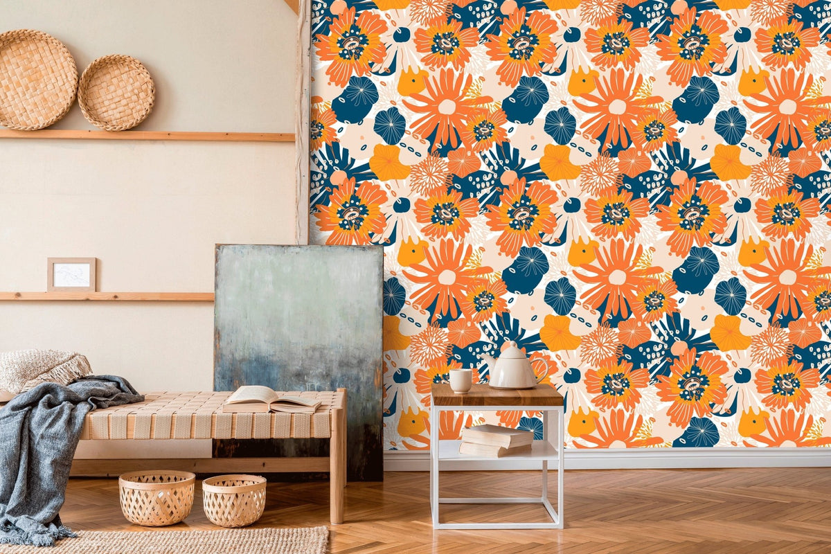 Floral Burst Pattern Wallpaper - B835 - WallTrend