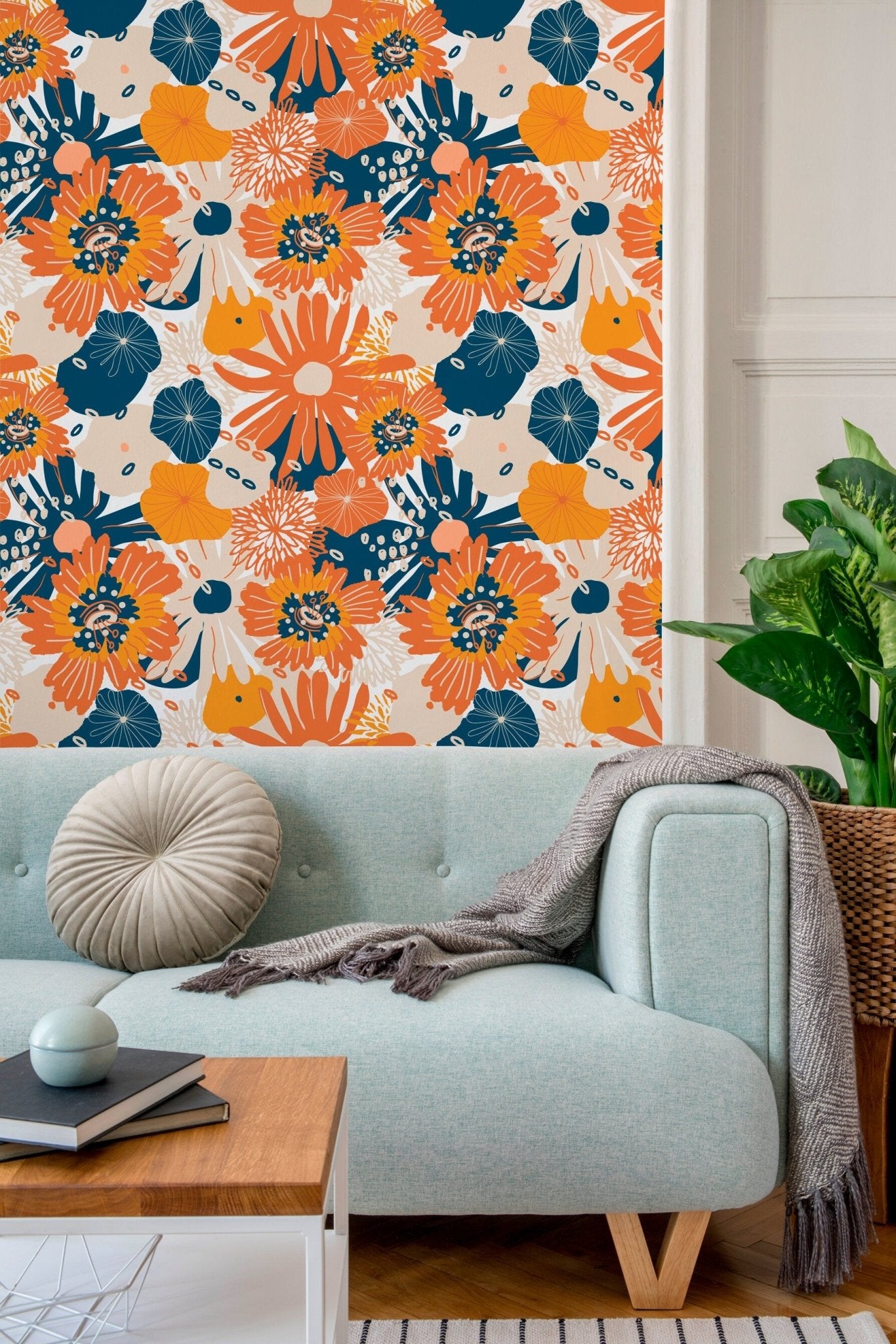 Floral Burst Pattern Wallpaper - B835 - WallTrend